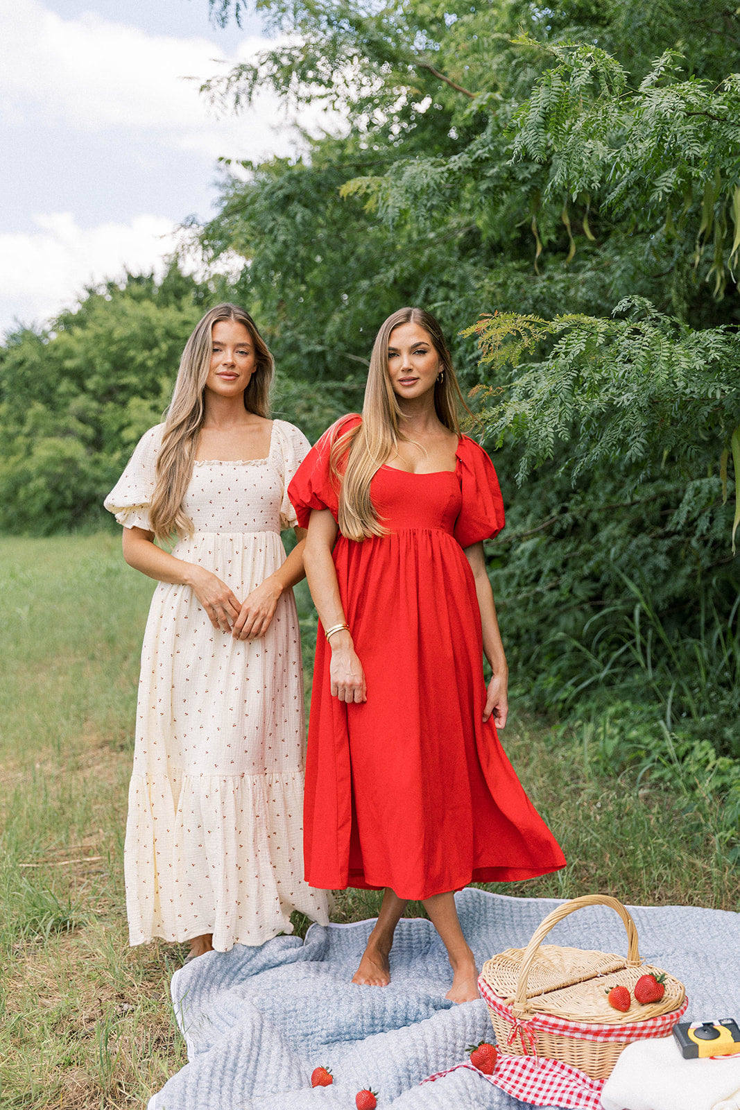 Hamilton Midi Dress in Red - Bump Friendly Maternity Dress (S-XL) | Flowy Summer Dress for Pregnancy, Baby Shower & Special Occasions