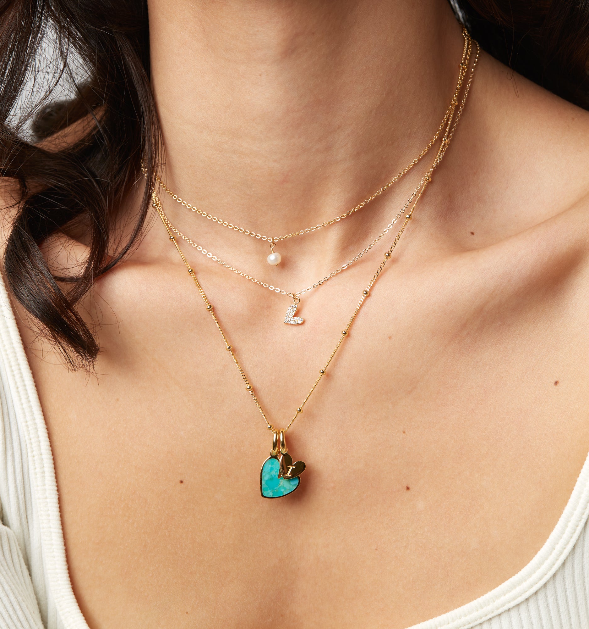 Turquoise Heart Initial Necklace - Personalized Name Pendant Jewelry for Women - Perfect Gift for Birthday, Anniversary & Valentine's Day - Elegant Layering Necklace for Everyday Wear