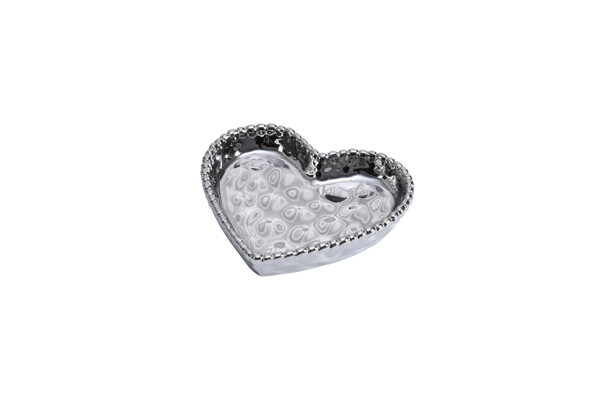 Elegant Small Porcelain Heart Dish in Silver - Perfect for Valentine's Gifts, Wedding Favors & Romantic Home Decor