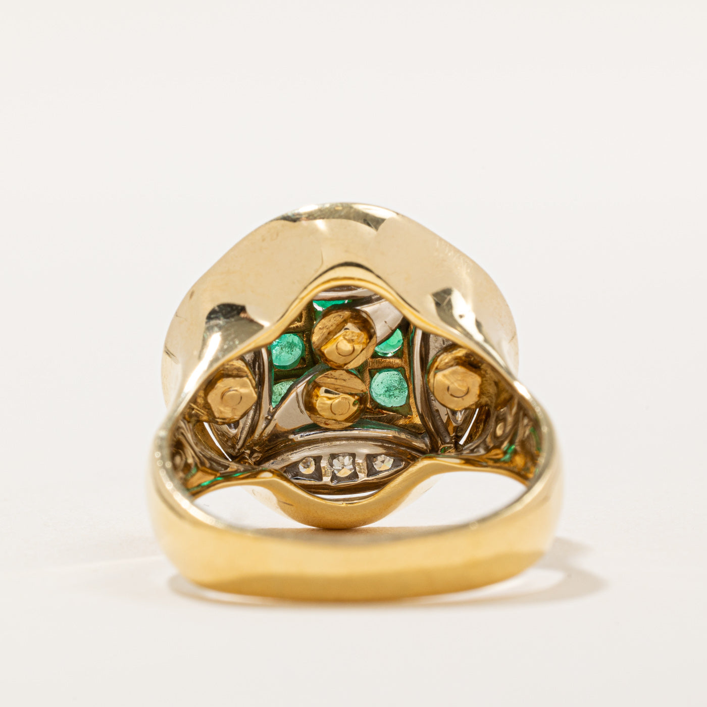 Exquisite 0.63ctw Emerald & Diamond Cocktail Ring (Size 8.75) - Elegant 0.12ctw Gemstone Jewelry for Women | Perfect for Evening Parties, Weddings & Special Occasions