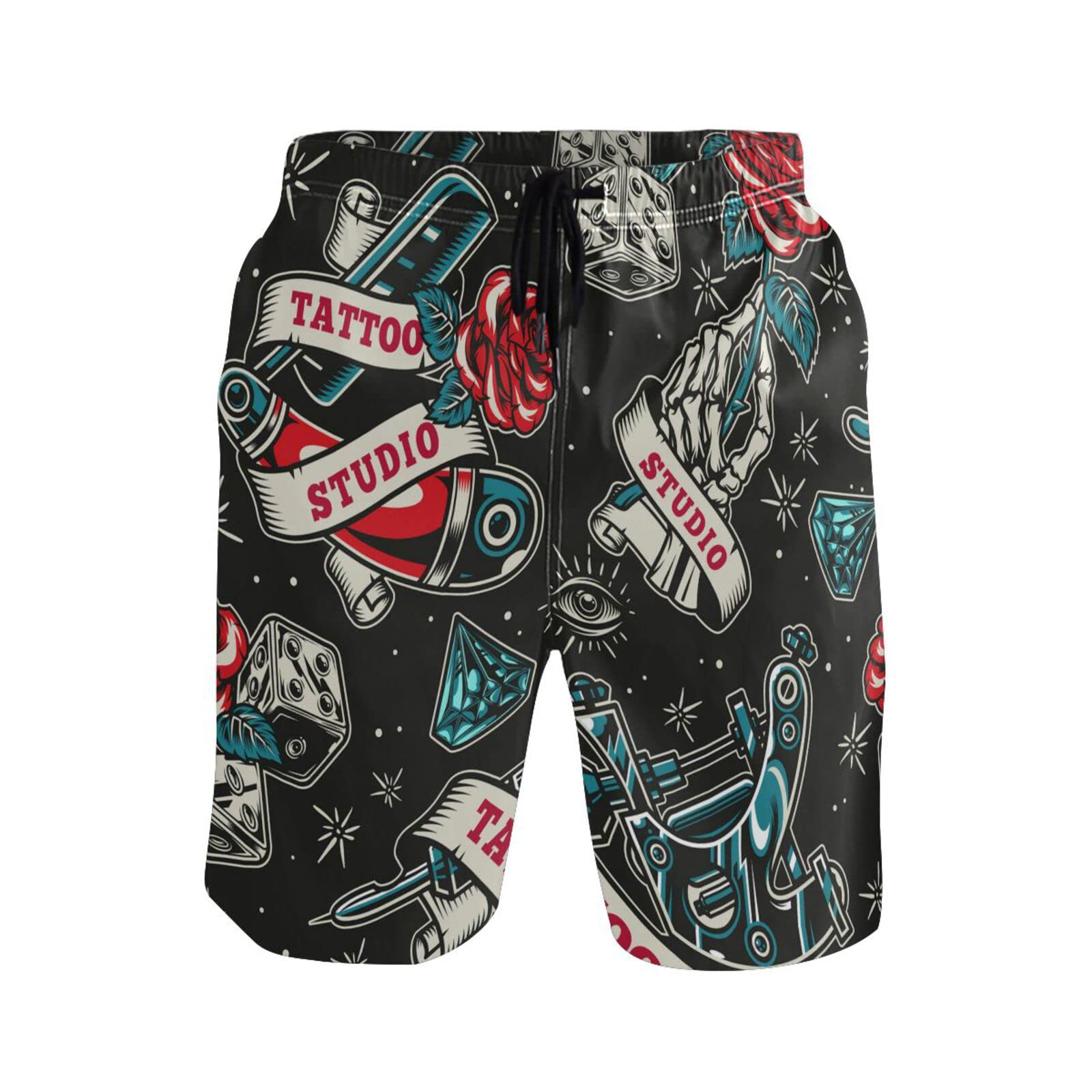 Rose Diamond Swim Trunks for Men - Quick Dry Beach Shorts with Pockets | Pool & Surfing