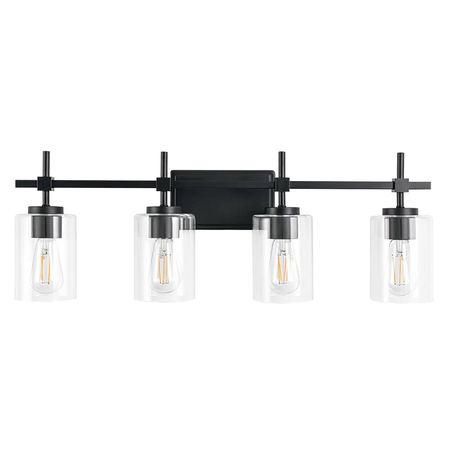 Jasper Modern 4-Light Clear Glass Bathroom Vanity Light Fixture - Perfect for Bathroom, Powder Room, and Dressing Area Lighting