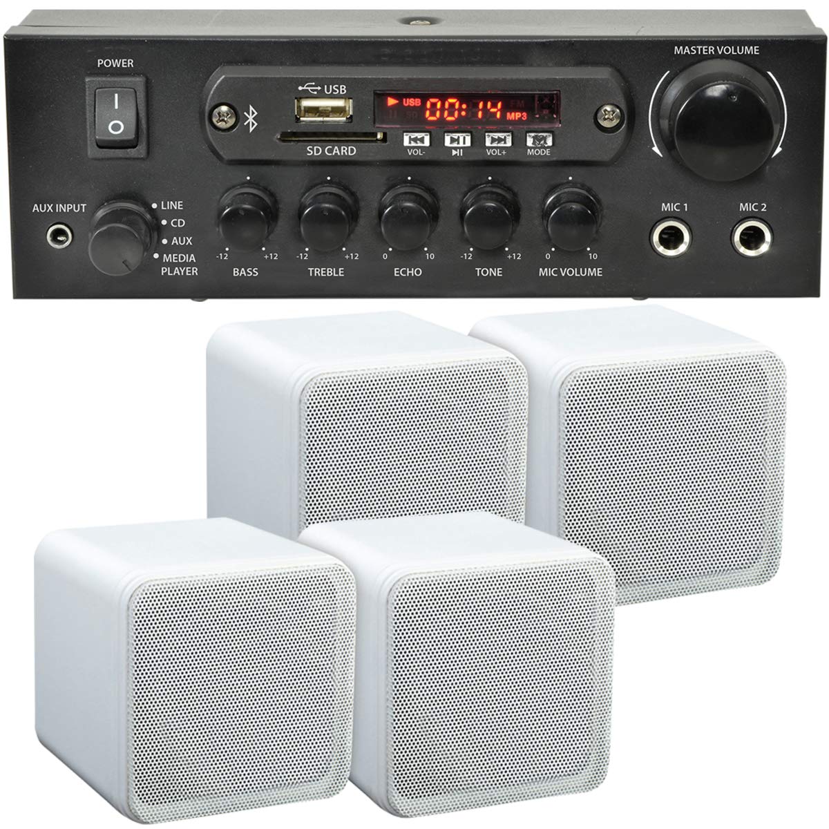 80W Bluetooth Bookshelf Speakers with 110W Wireless Amplifier - Smart Home Audio System for Alexa/Echo - Perfect for Café, Bar, Restaurant & Home Theater Surround Sound