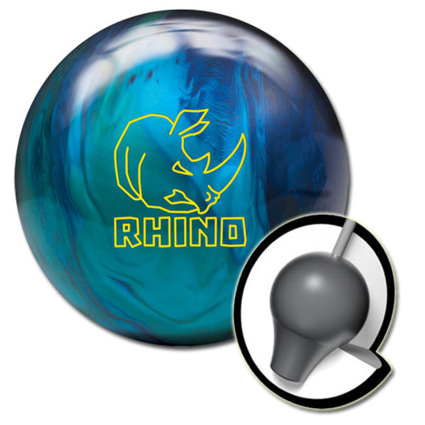 Brunswick Rhino Bowling Ball - Cobalt/Aqua/Teal Pearl | High Performance Reactive Resin | Perfect for League Play & Tournament Bowlers