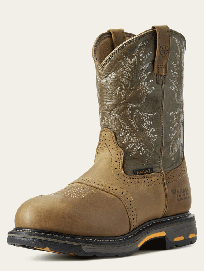 Ariat Men's WorkHog Waterproof Composite Toe Work Boot - Durable Safety Boots for Construction & Outdoor Work - Aged Bark Brown