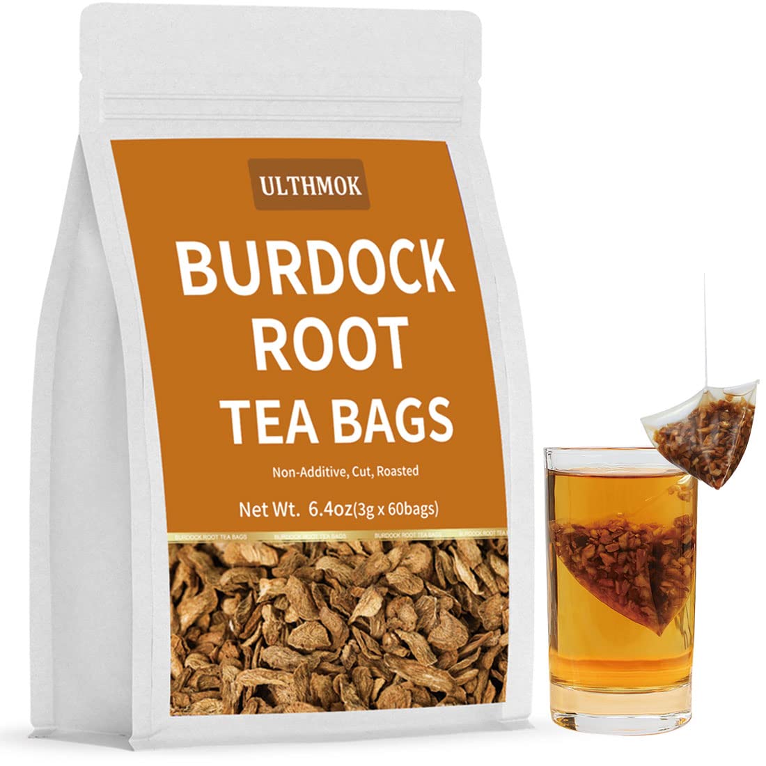 Organic Burdock Root Tea Bags - 60 Count (6.4Oz) | 100% Natural Herbal Tea | Caffeine-Free, No Additives | Detox & Digestive Support | Perfect for Daily Wellness & Relaxation