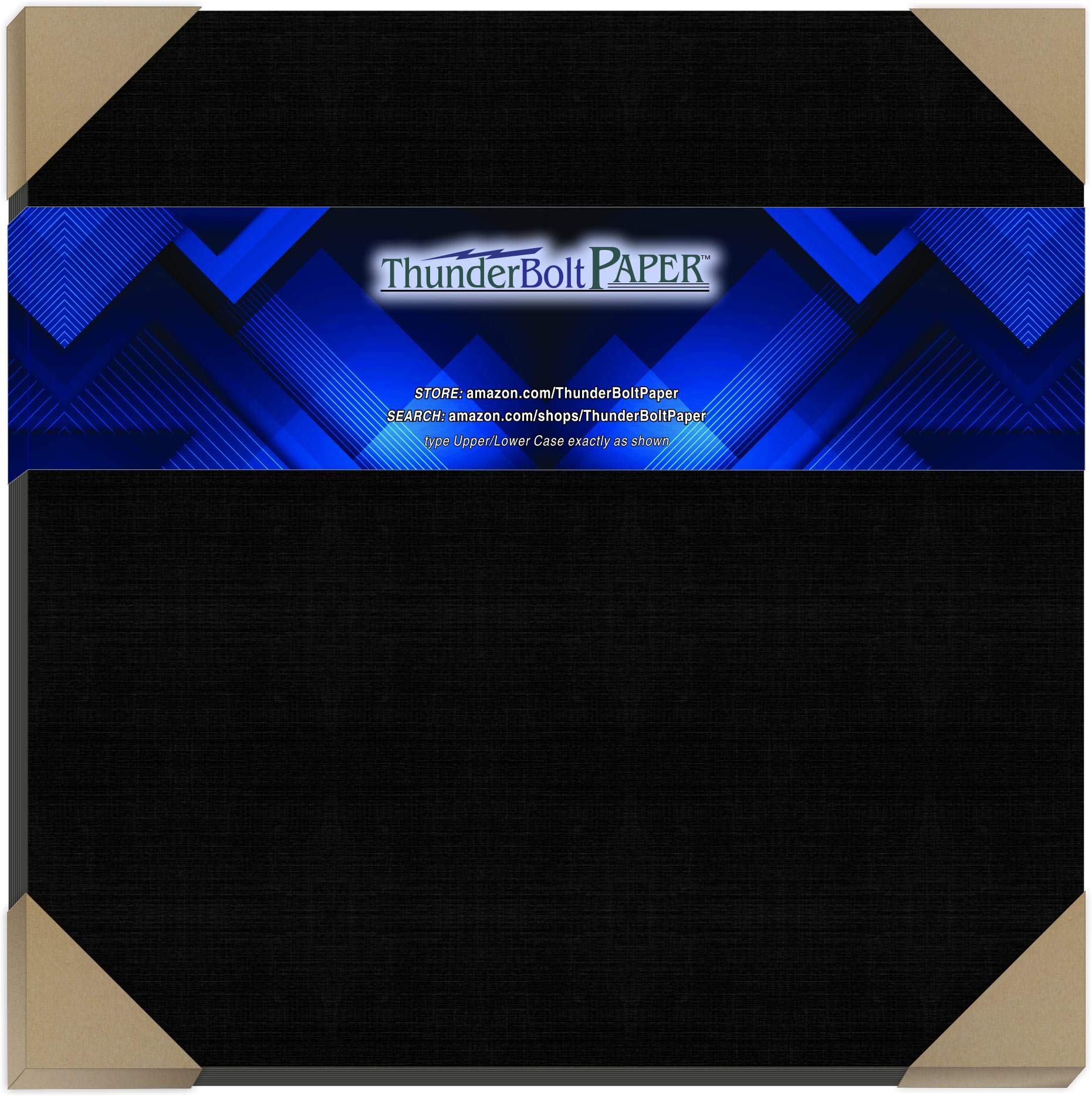 50 Black Linen 80# Cover Paper Sheets - 12