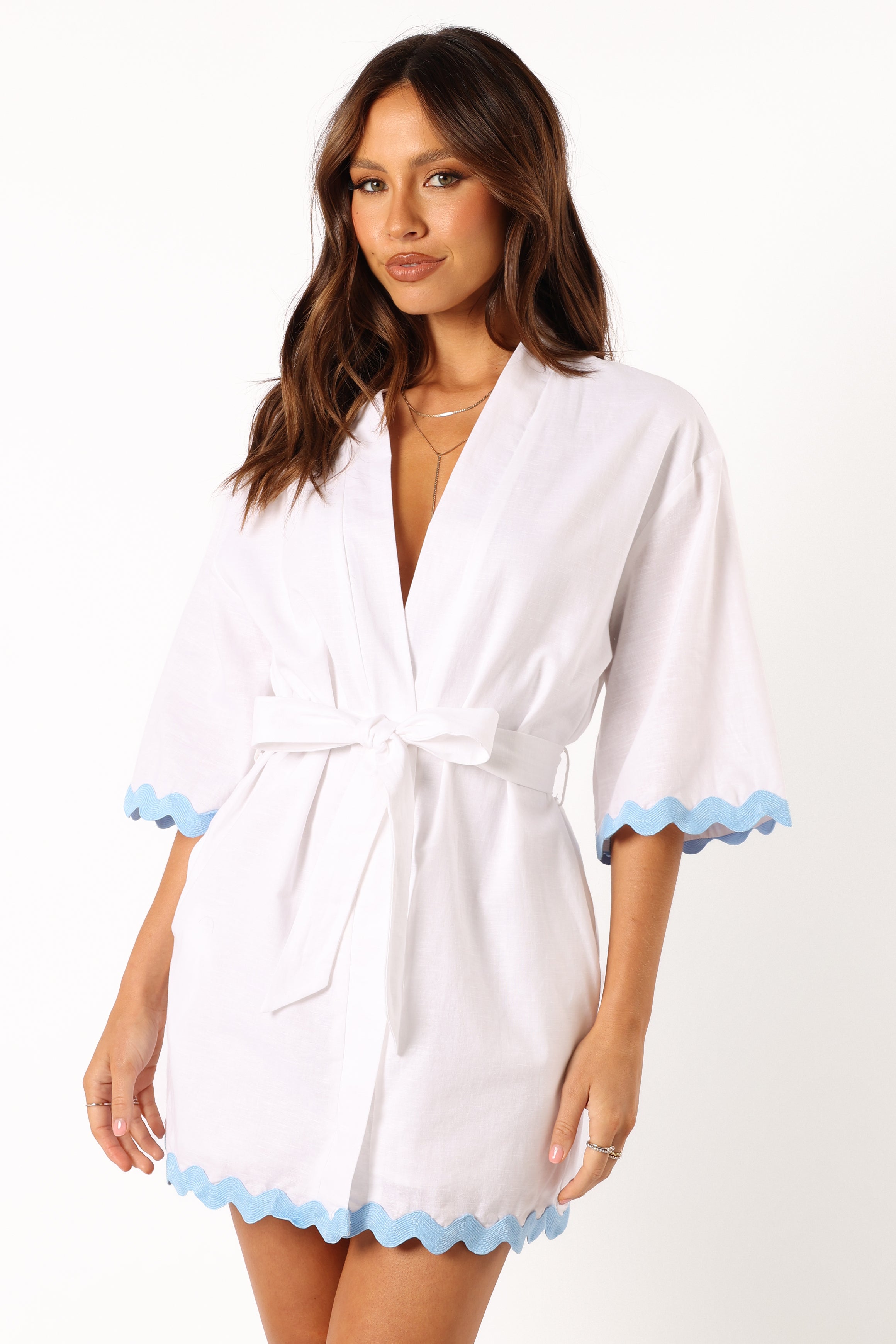 Harry Mini Dress for Women - White & Blue Floral Summer Party Cocktail Dress | Perfect for Weddings, Dates & Night Out