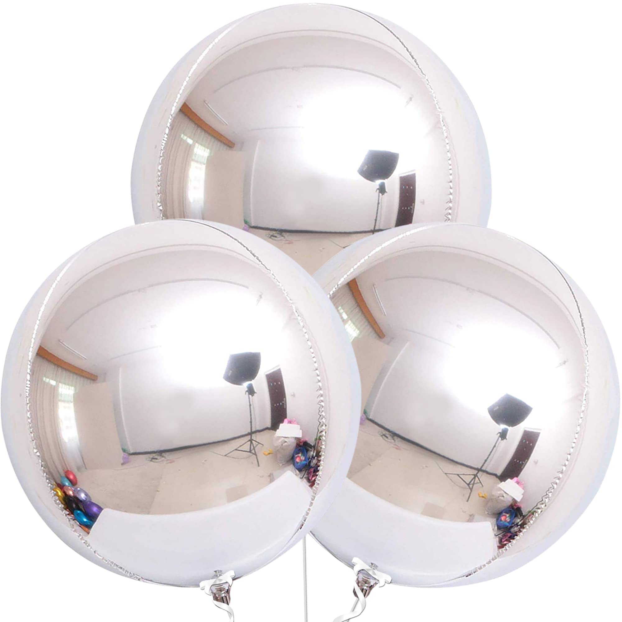 KatchOn 22 Inch Large Metallic Silver Balloons - Pack of 3 | Birthday Party Decorations | New Year 2024 Foil Balloons | Shiny Metallic Balloons for Weddings, Baby Showers & Holiday Celebrations
