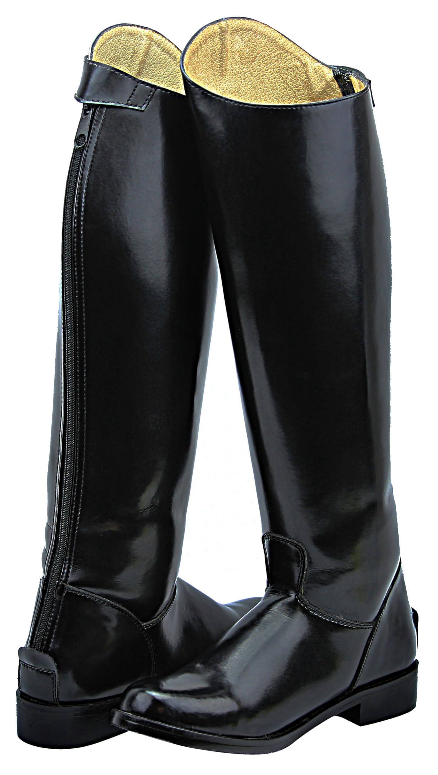 Men's Elegant Dress Riding Boots with Zipper - English Equestrian Black Leather Boots for Horseback Riding & Formal Occasions