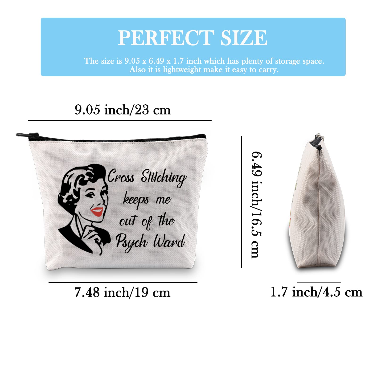 GJTIM Needlework Project Bag for Sewing & Cross Stitch - Portable Craft Organizer with Multiple Pockets - Perfect Gift for Cross Stitch Lovers (Use for Travel, Hobby Storage & Needlework Projects)