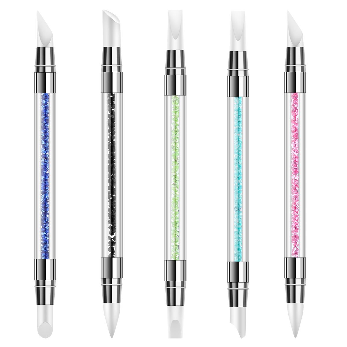 5 Pcs Silicone Nail Art Tools Set - Dual Tipped Nail Sculpture Pen, Rhinestone & Polish Carving Pen with Rubber Tips - Perfect for DIY Nail Art, Salon Professionals & Home Manicures