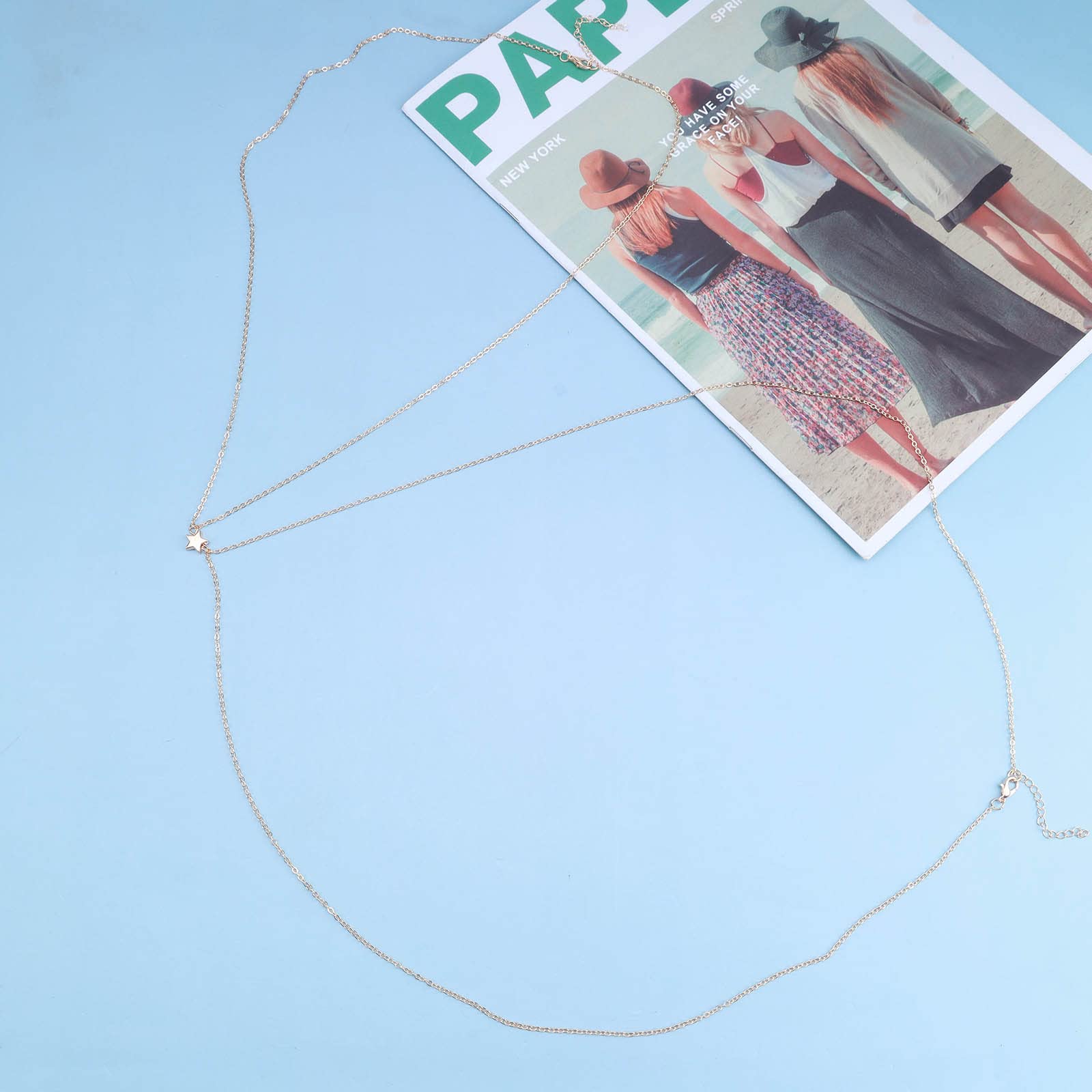 Andelaisi Boho Star Crossover Body Chain - Gold Bikini Harness Necklace, Vintage Waist Belly Chain Jewelry for Women (Style B) - Perfect for Beach Parties, Music Festivals & Boho Fashion
