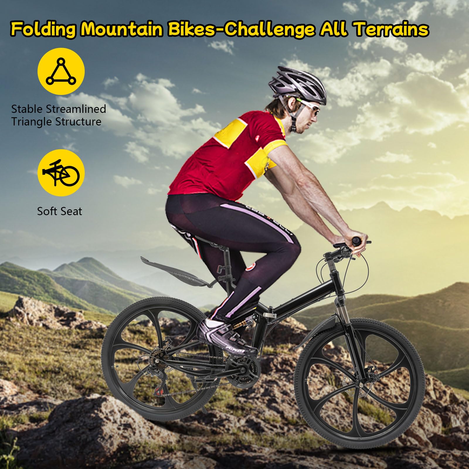 TBVECHI 20 Inch Folding Bike for Adults - 7-Speed Shimano Gear System, Adjustable Seat Height, Lightweight Aluminum Frame - Perfect for Commuting, Camping & Travel (Men & Women)