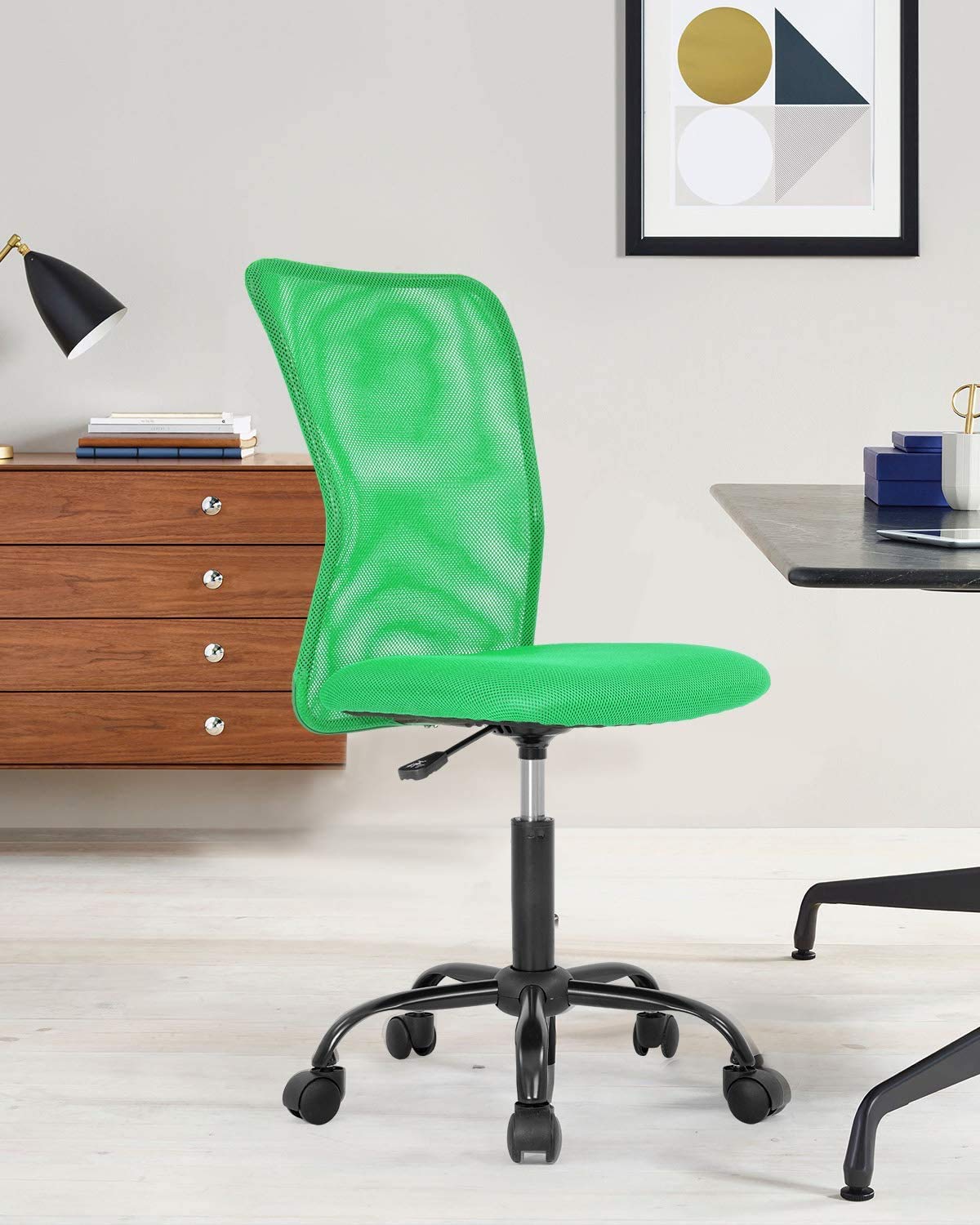 Ergonomic Office Chair - Adjustable Height Mid Back Mesh Computer Chair with Lumbar Support, Modern Executive Rolling Swivel Task Chair for Women & Men (Green) - Perfect for Home Office, Gaming & Workspace