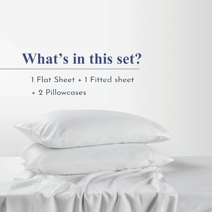 800 Thread Count 4-Piece Bed Sheet Set - 100% Long Staple Cotton, Ultra Soft & Deep Pocket (22
