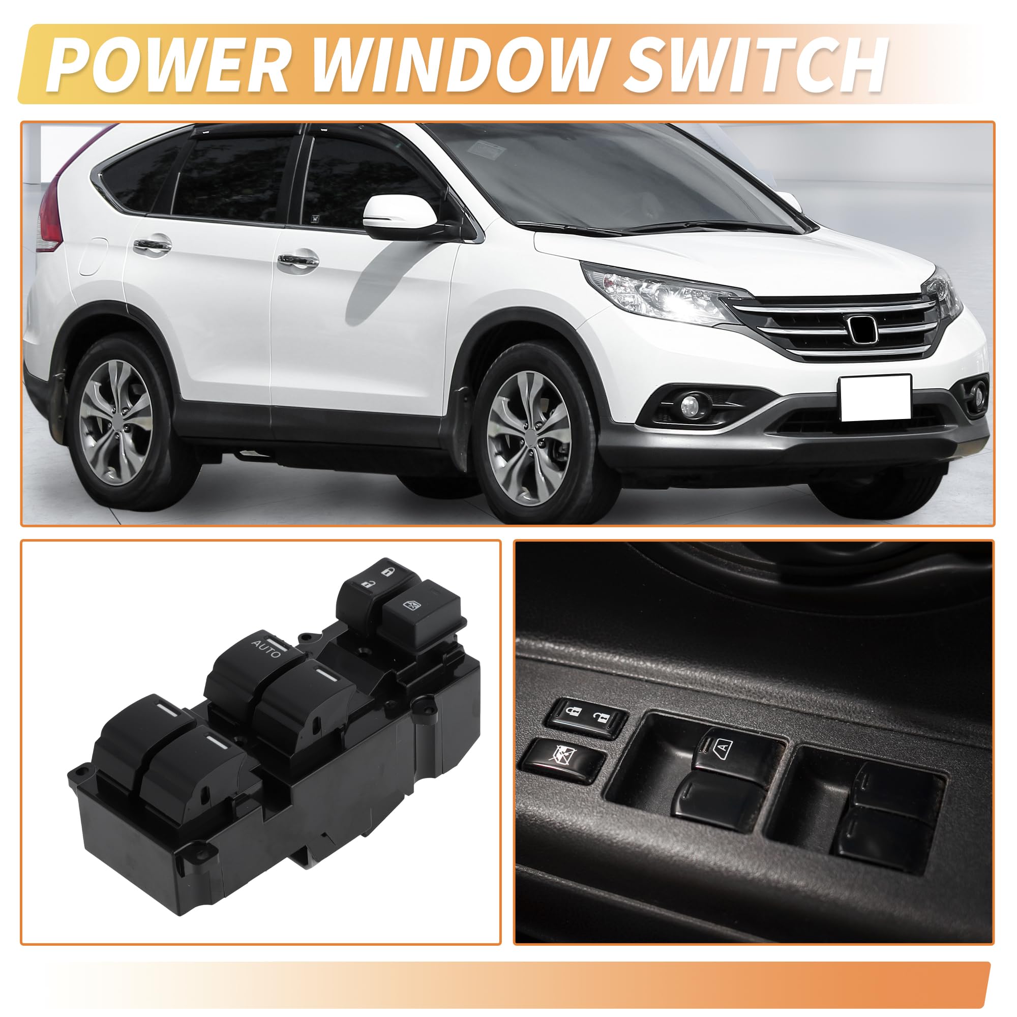 X AUTOHAUX Power Window Switch - Left Front Driver Side Window Control Replacement for Honda CRV 2011 2012 2013 Models | Compatible with CR-V SUV | Easy DIY Installation & Repair
