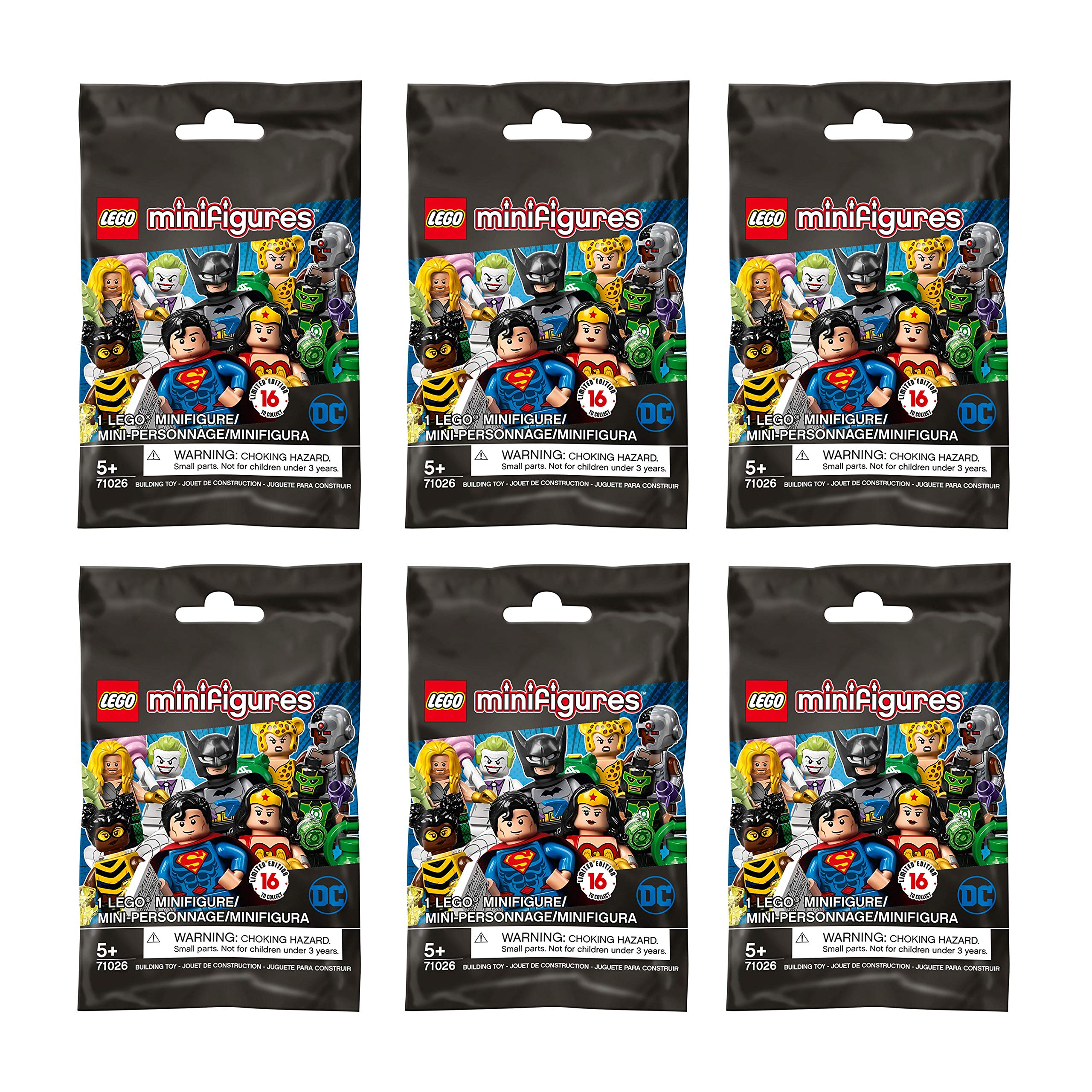 LEGO DC Super Heroes Minifigures Series 71026 - 6 Random Sealed Blind Bags - Collectible Action Figures for Kids & Adults - Perfect for Gifts, Playtime & Superhero Displays