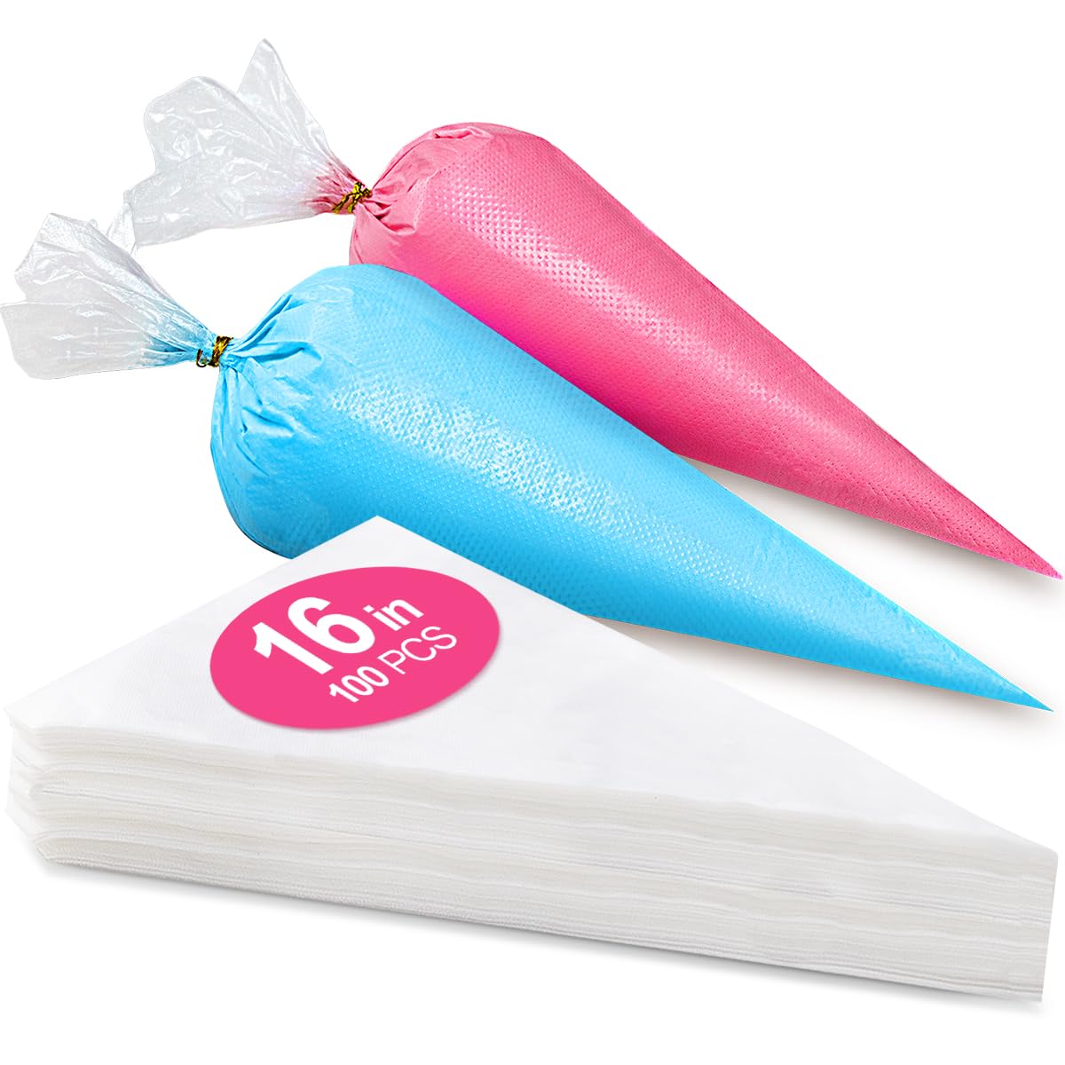16 Inch Disposable Piping Bags - 100Pcs Large Pastry Bags for Cake Decorating, Frosting & Baking - Ideal for Cupcakes, Cookies, Wedding Cakes & Dessert Decoration