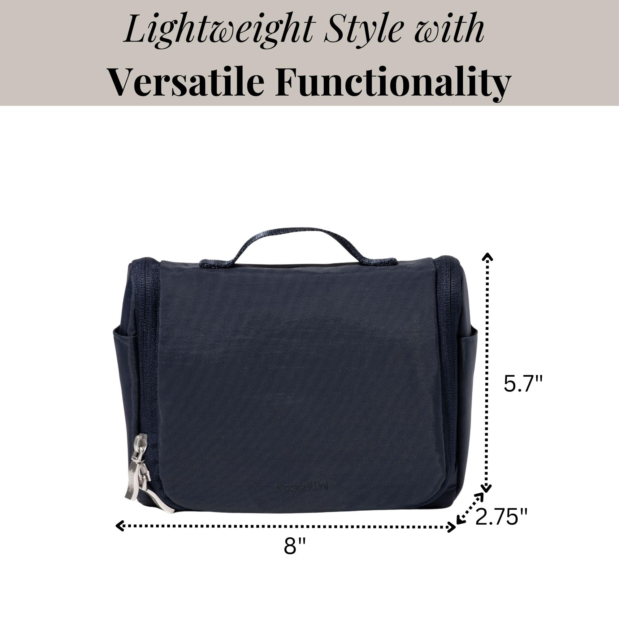 Baggallini Unisex Small Toiletry Kit - Lightweight 5x8 Inch Waterproof Makeup Bag for Travel, Gym & Daily Essentials Organization | Compact Cosmetic Case for Men & Women
