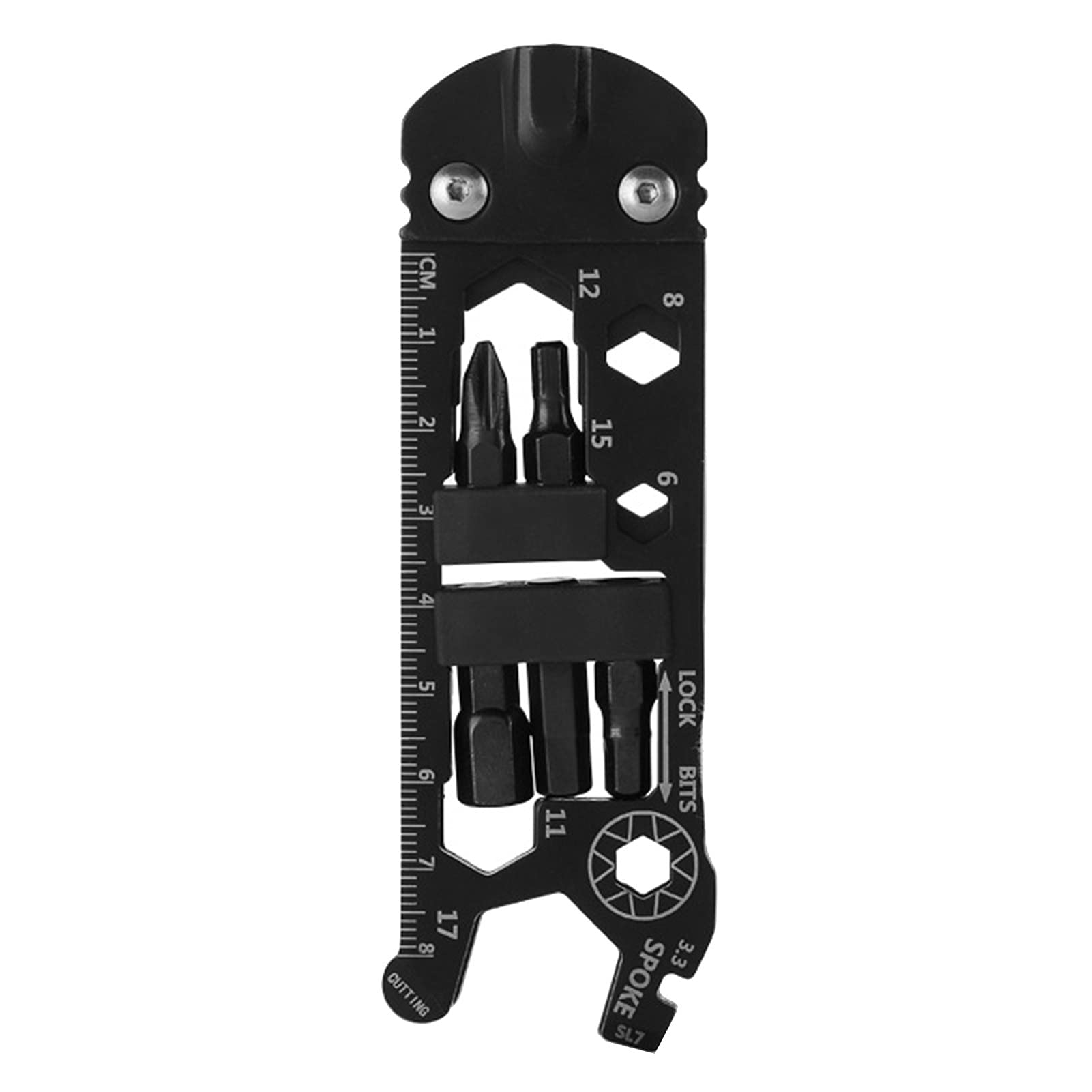 16-in-1 Portable Multi-Tool Screwdriver Set with Wrench & Ruler | Compact Bicycle Repair Kit for Cycling, Home & Car Maintenance - Black
