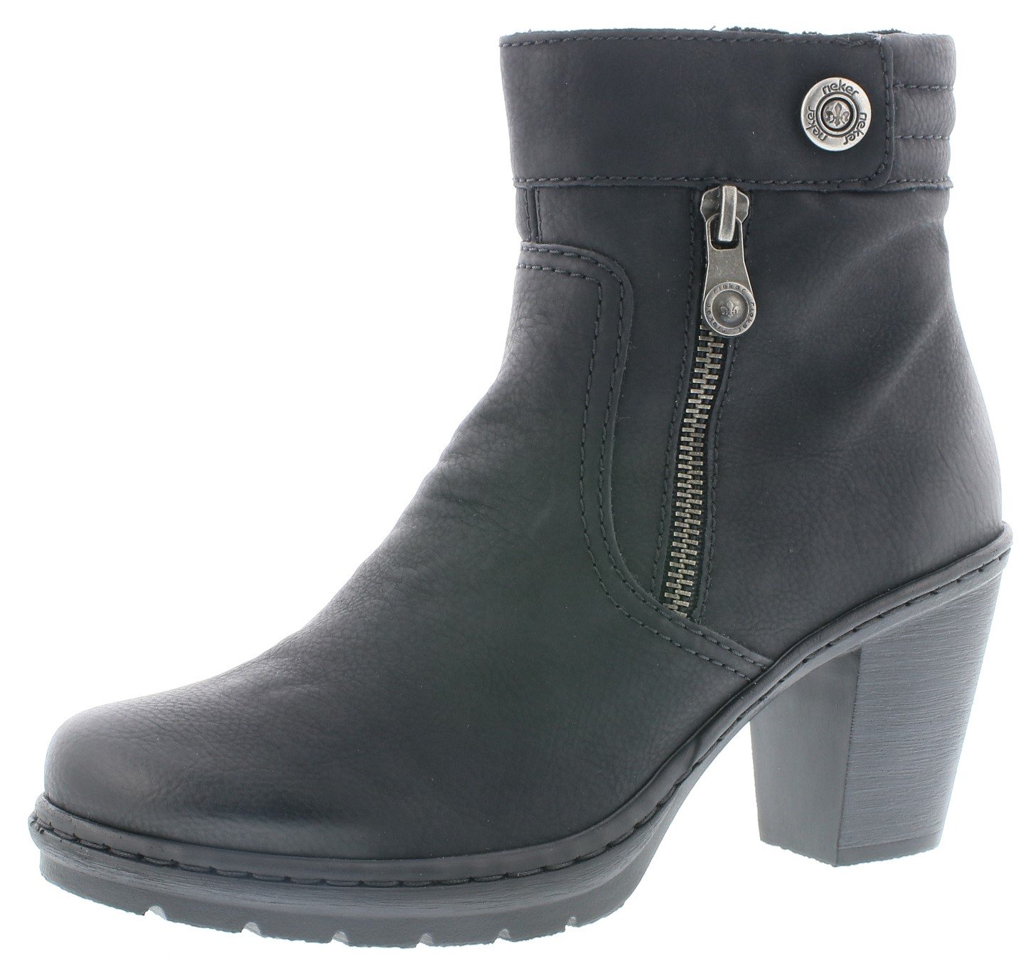 Rieker Women's Black L. Zipper Boots Size 41 M EU - Comfortable & Stylish Ankle Boots for Work, Casual Wear & Winter Fashion
