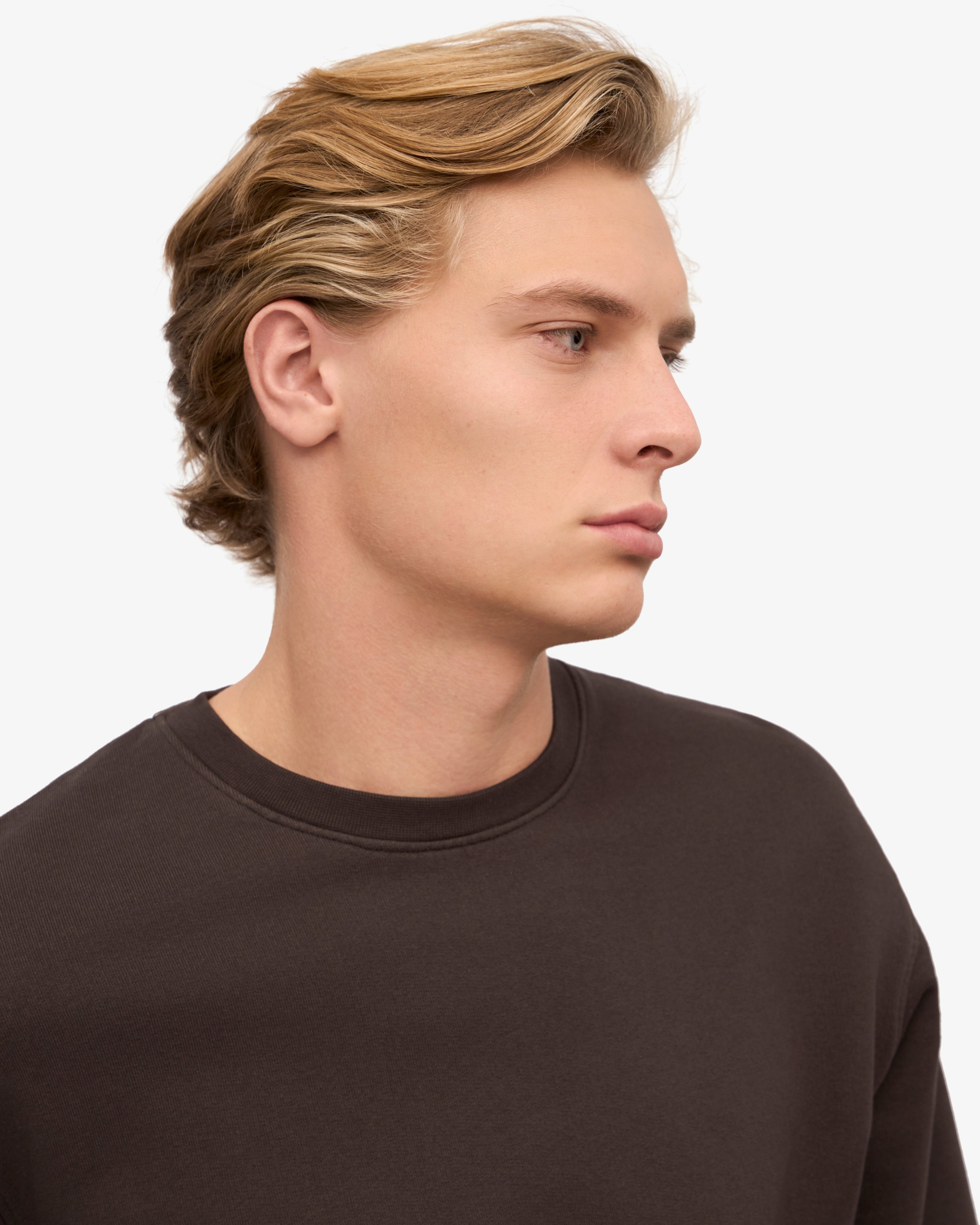 Organic Classic Crew Neck T-Shirt for Men - Coffee Brown - Comfortable Casual Wear for Everyday & Outings