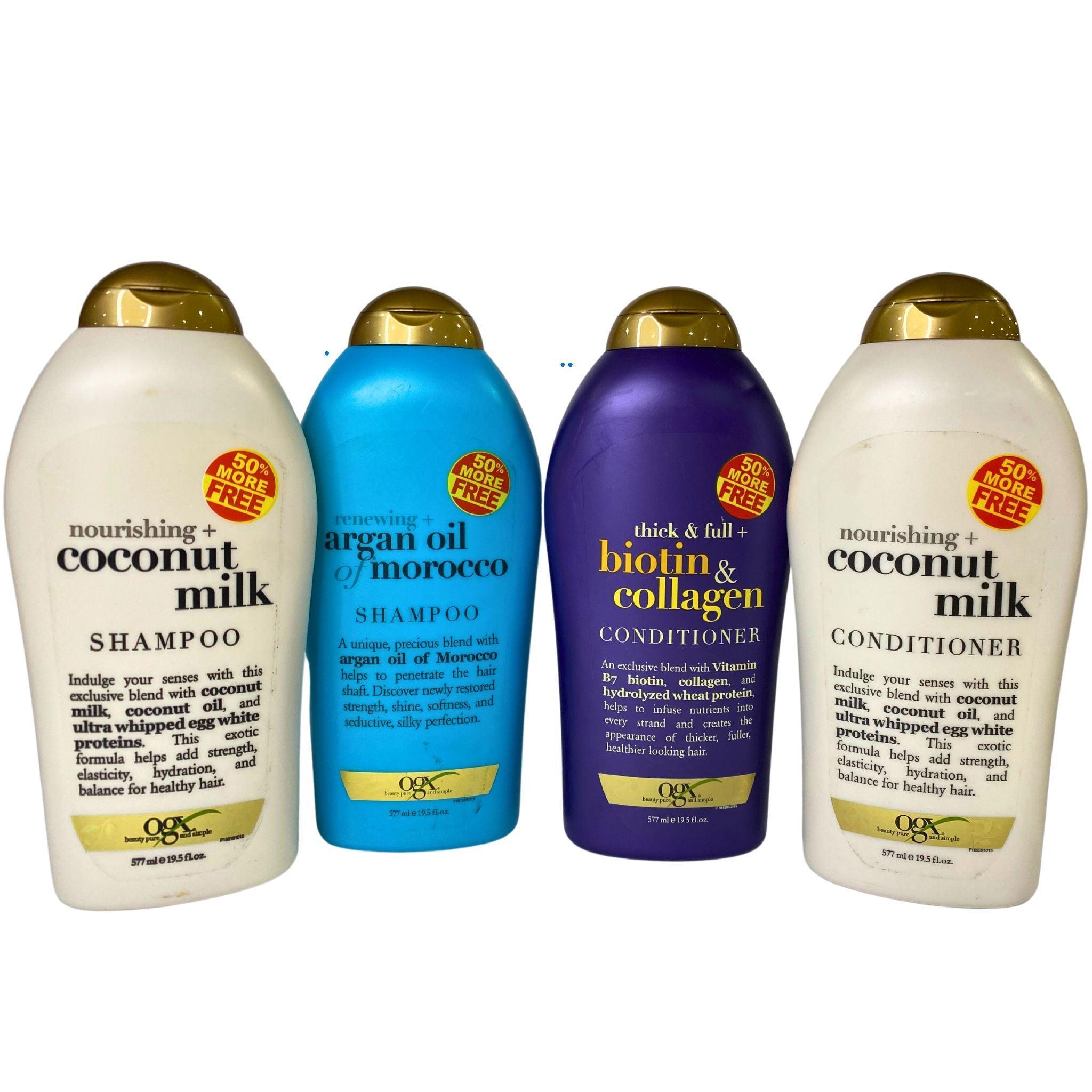 OGX Assorted Shampoo & Conditioner Set - 19.5OZ (30 Pack) with Coconut, Argan Oil & Biotin for Hydration & Volume - Perfect for Salon Quality Hair Care at Home, Travel & Gifts