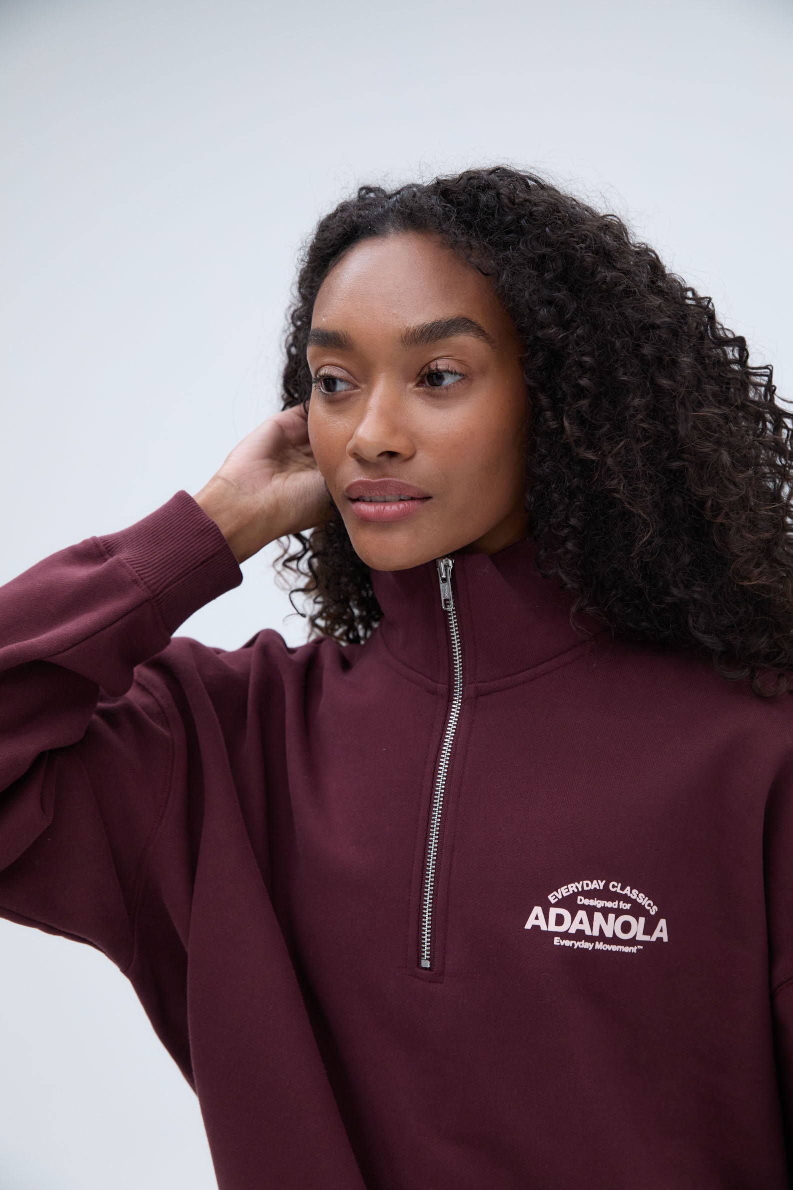 Classic Oversized Funnel Neck Zip-Up Sweatshirt for Women - Burgundy Red | Cozy Fall & Winter Pullover for Casual Outfits, Lounge Wear & Street Style Fashion