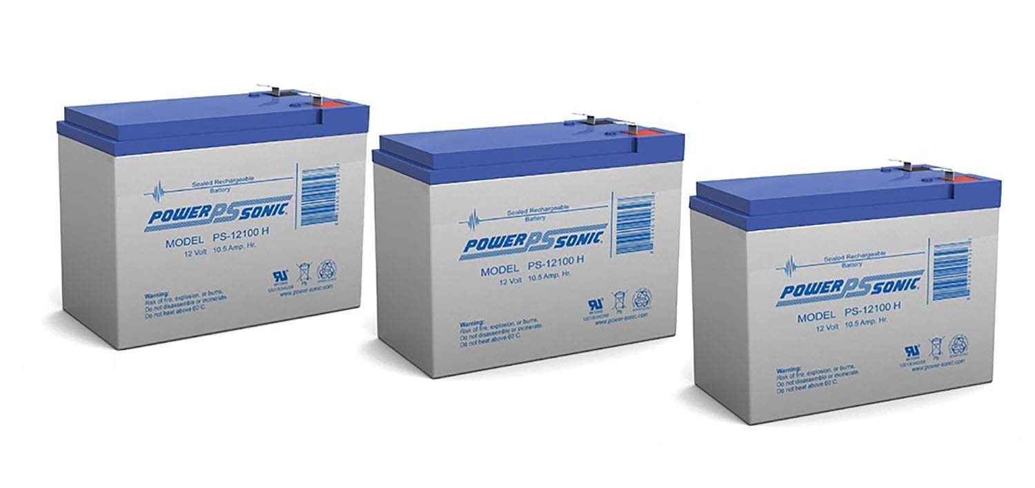 Power Sonic 12V 10.5AH Rechargeable SLA Battery for iZip i-750 Electric Scooter - 3 Pack Set - Perfect for Commuting, Campus Transportation & Last-Mile Delivery