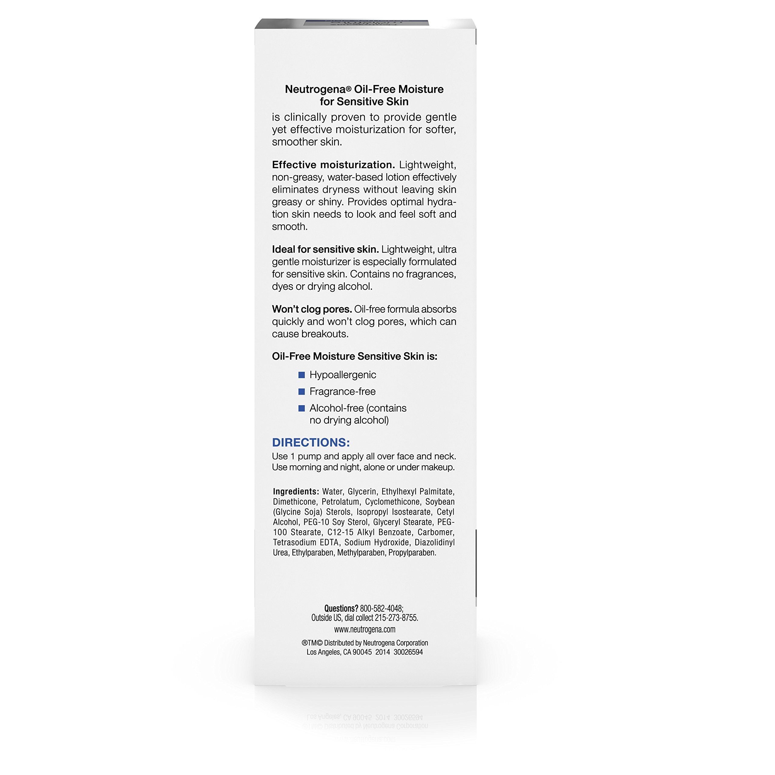 Neutrogena Oil-Free Daily Facial Moisturizer for Sensitive Skin - Fragrance-Free & Dye-Free Ultra Gentle Lightweight Lotion (4 fl oz) | Perfect for Daily Hydration & Soothing Dryness | Ideal for Sensitive Skin Care Routine & Makeup Prep