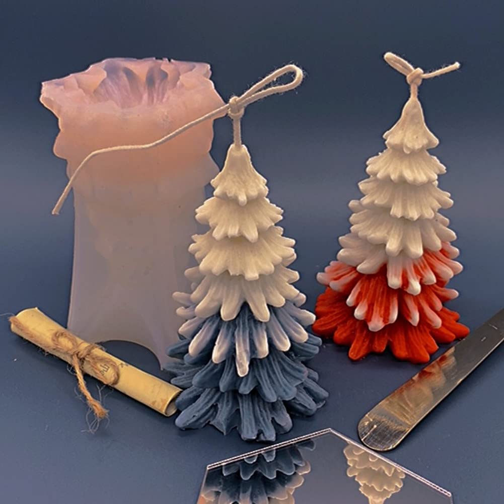 3D Christmas Tree Silicone Molds for Candle, Soap, Fondant & Chocolate Making - DIY Holiday Baking & Cake Decorating Supplies - Perfect for Xmas, Home Decor & Gift Crafting
