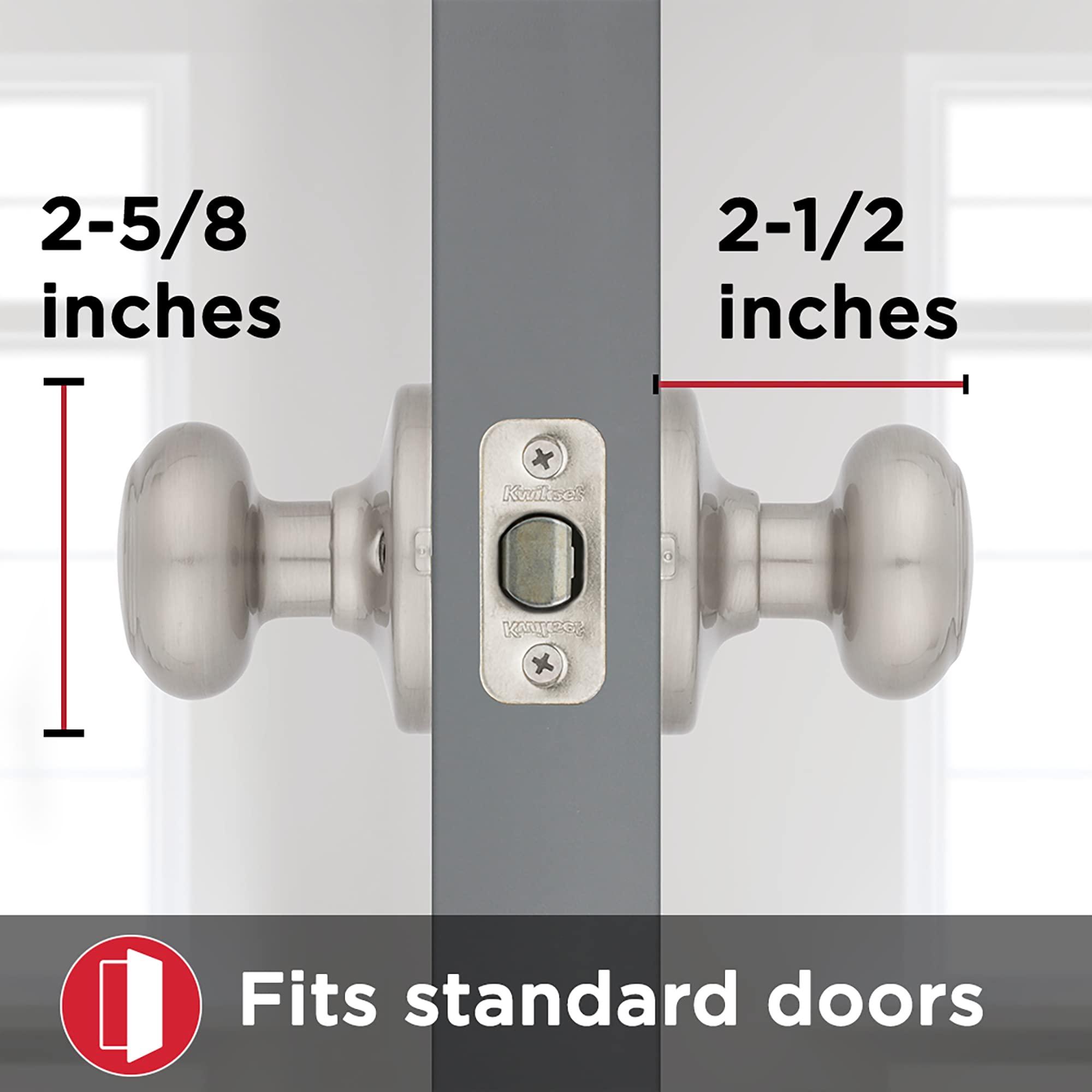 Kwikset Cove Satin Nickel Interior Door Knob - Non-Locking Passage Door Handle for Closet, Hallway & Bedroom - Microban Antimicrobial Protection - Ideal for Homes, Offices & Apartments