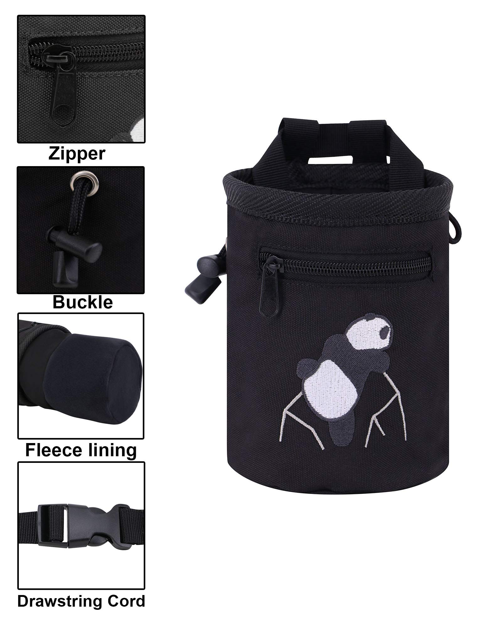AMC Rock Climbing Chalk Bag with Adjustable Belt - Panda Design for Bouldering & Gym Training - Perfect for Indoor/Outdoor Climbing