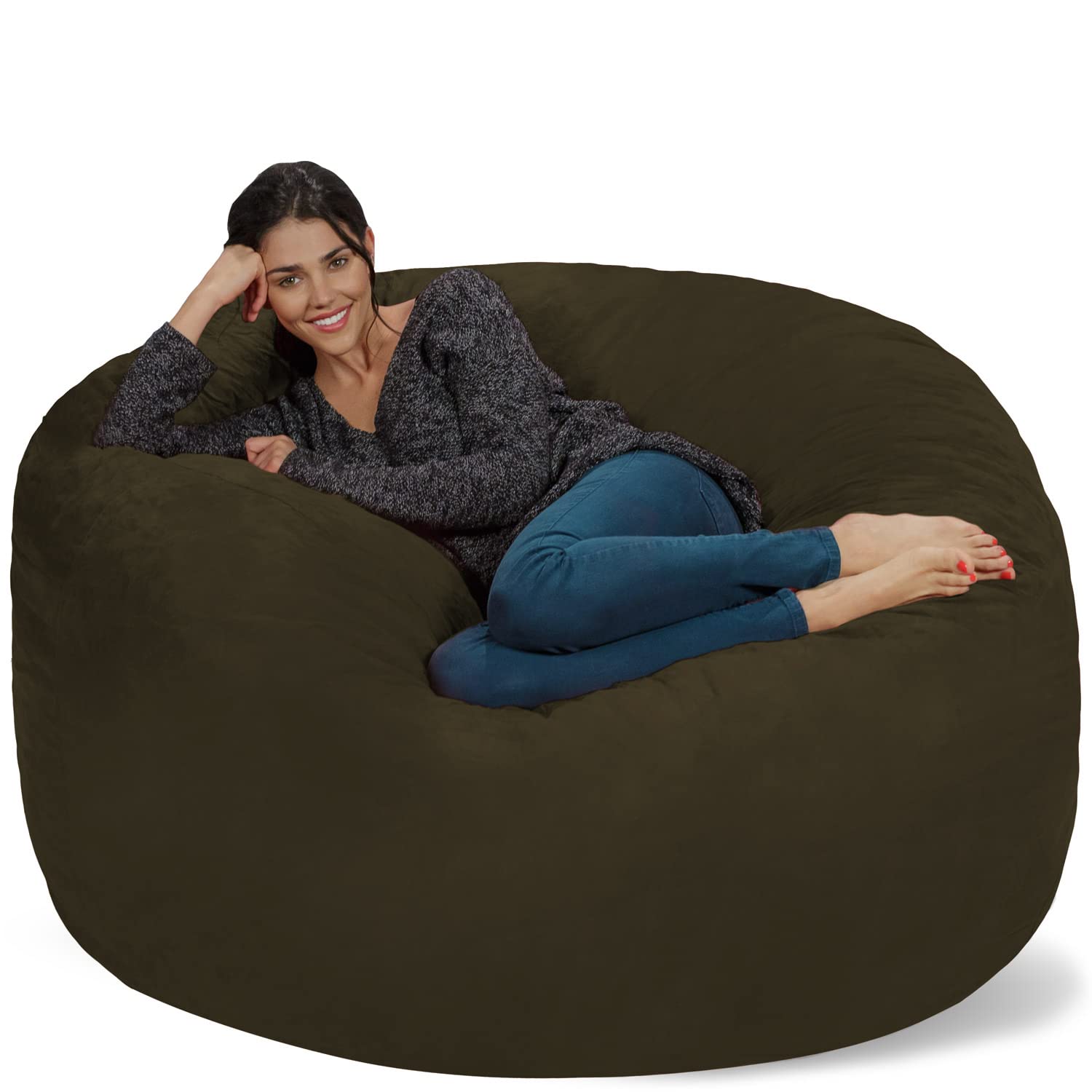 Chill Sack Giant 5' Memory Foam Bean Bag Chair - Ultra Soft Microfiber Cover (Army Green) - Perfect for Living Rooms, Game Rooms & Dorm Relaxation
