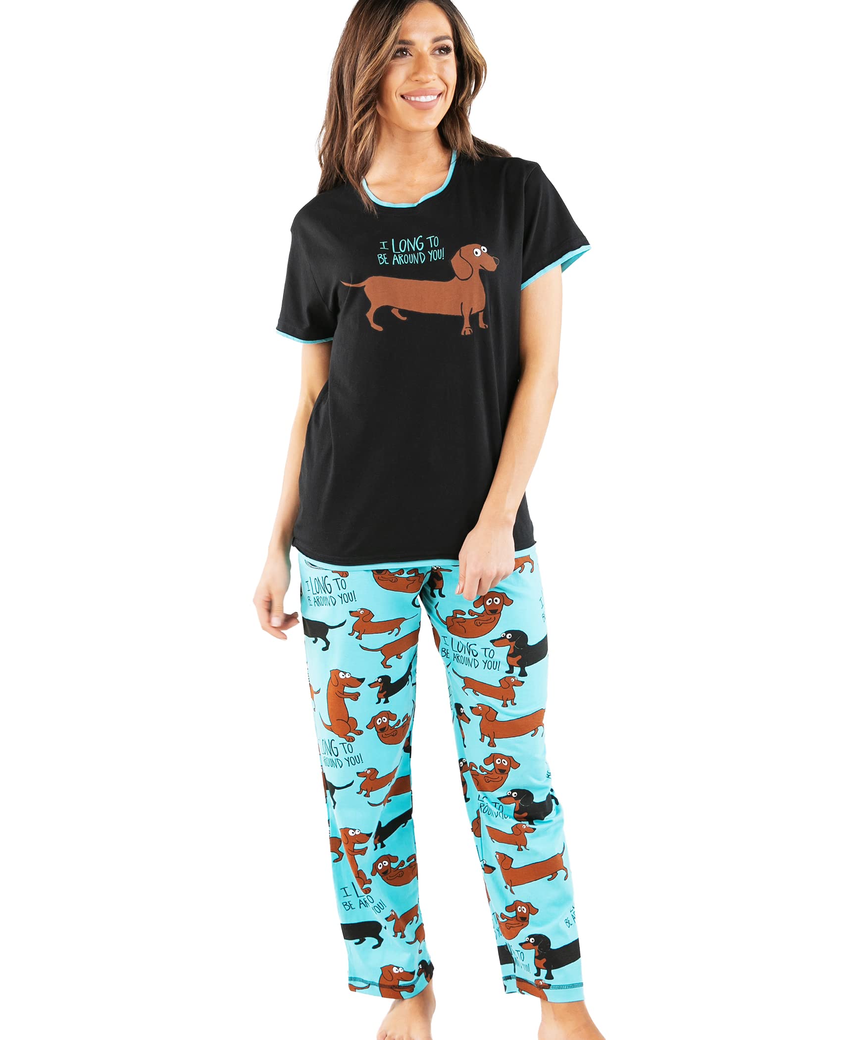 Lazy One Women's Pajama Set - Soft Short Sleeve Sleepwear with Cute Prints, Comfortable Relaxed Fit for Lounge & Sleep | Perfect for Nighttime Relaxation, Sleepovers & Cozy Evenings