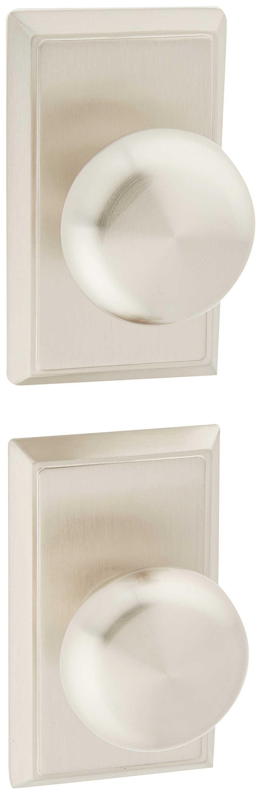 Providence Door Set with Round Brass Knobs - Double Dummy in Satin Nickel Finish - Premium Interior Door Hardware for Bedroom, Bathroom & Closet Doors