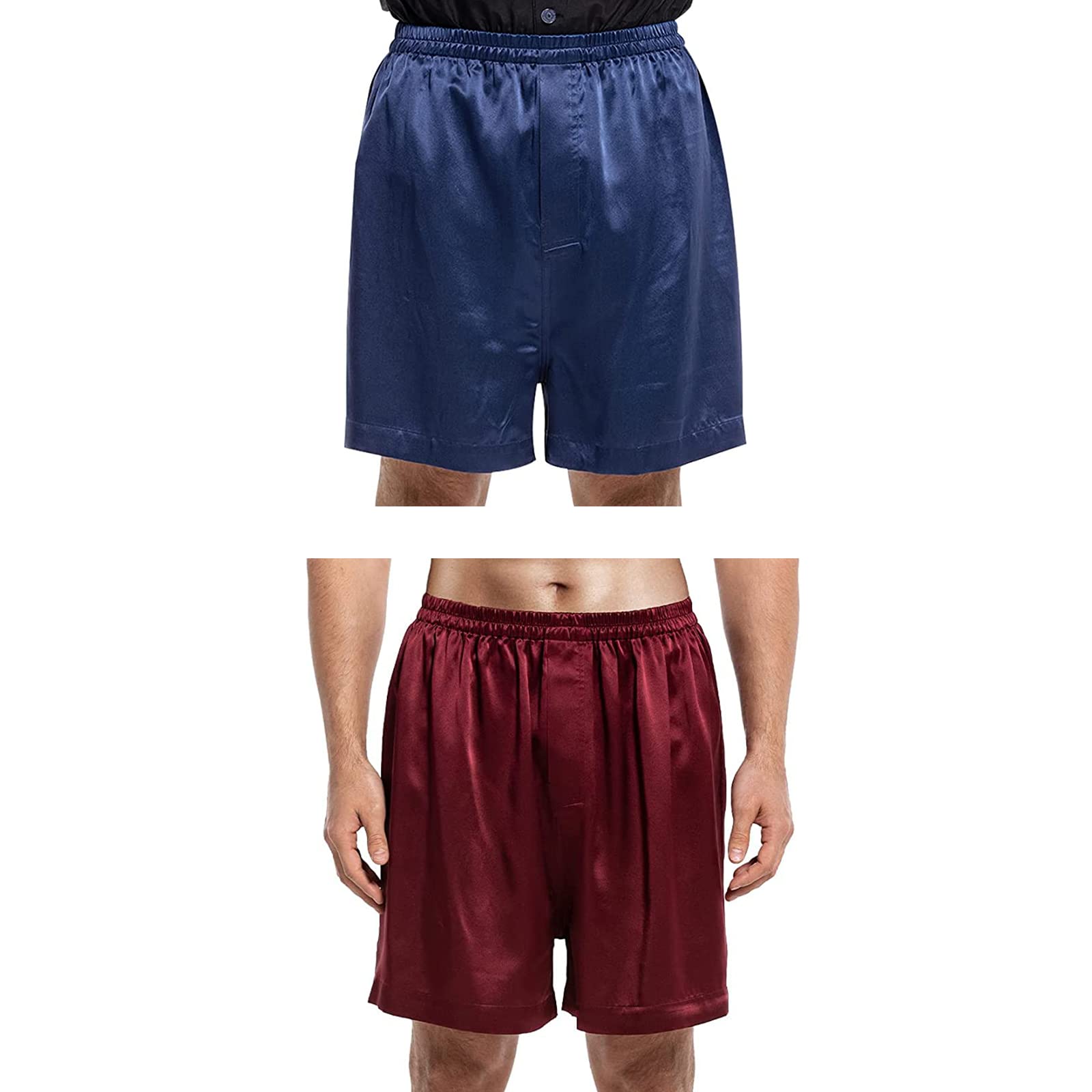 COLD POSH Men's Silk Boxer Shorts - 100% Pure Mulberry Silk, 19mm Silky Soft & Breathable, Luxury Lightweight Sleepwear & Loungewear - 2 Pack for Father, Son, Boyfriend or Husband - Perfect for Sleeping, Relaxing at Home & Travel