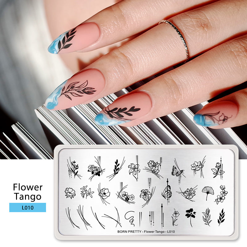 BORN PRETTY Nail Stamping Plate - Floral Tango Design L010 for DIY Nail Art, Manicure & Home Salon Use