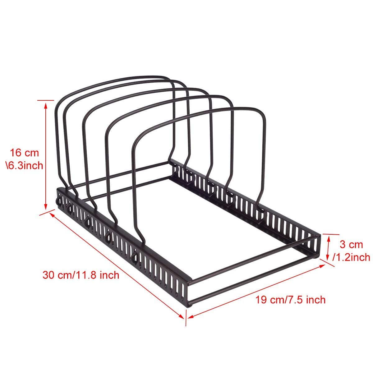 Toplife Adjustable 3-in-1 Kitchen Organizer Rack - Holds 7 Lids, 10 Bakeware & 1 Pan - Space Saving Cabinet & Counter Storage Solution for Pots, Pans & Kitchen Accessories - Perfect for Small Kitchens & Organized Cooking Spaces (Brown)