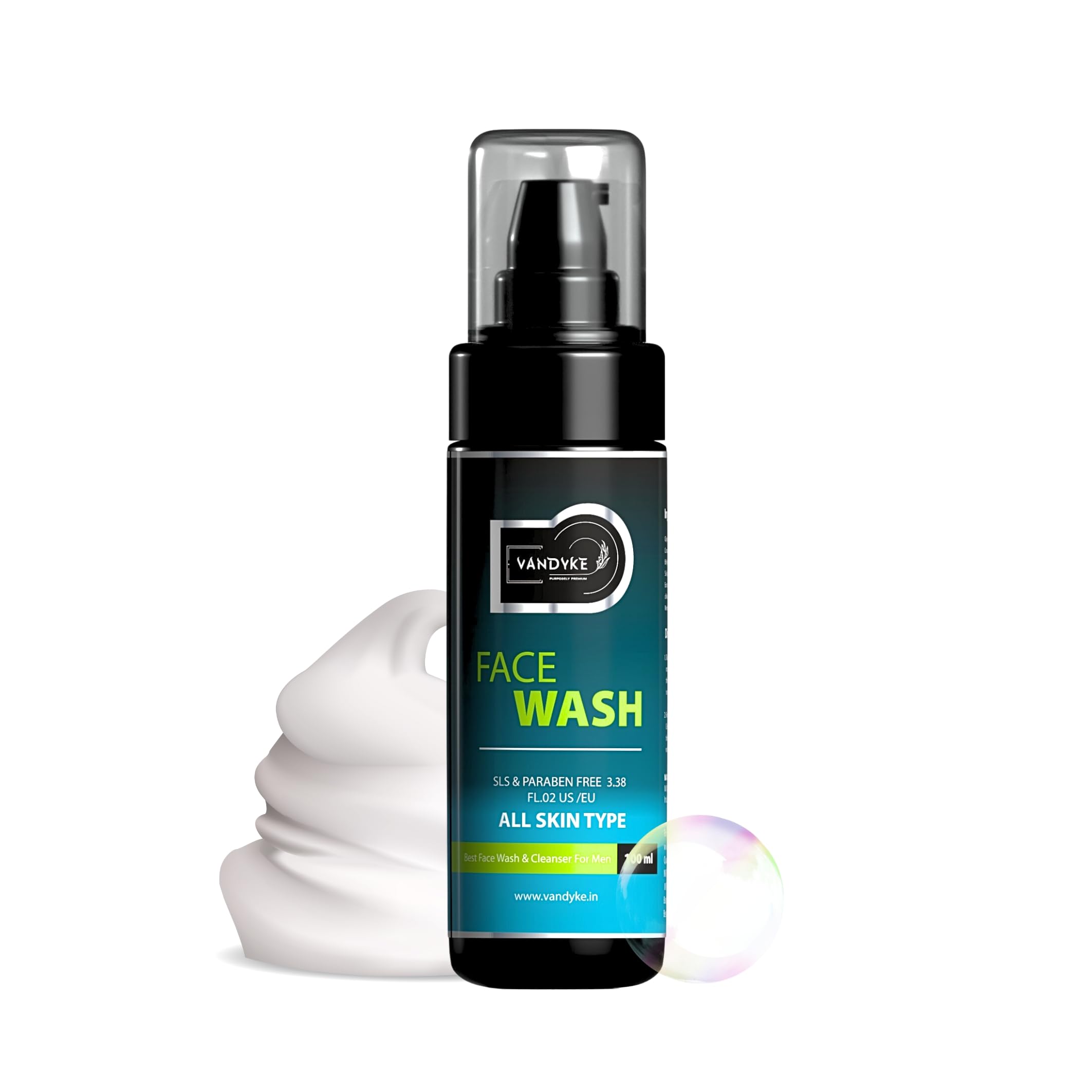 Vandyke Ocean Gel Face Wash for Men - Sulfate & Paraben Free, 100ml | Hydrating & Refreshing Cleanser for Oily & Sensitive Skin | Perfect for Daily Skincare Routine & Travel