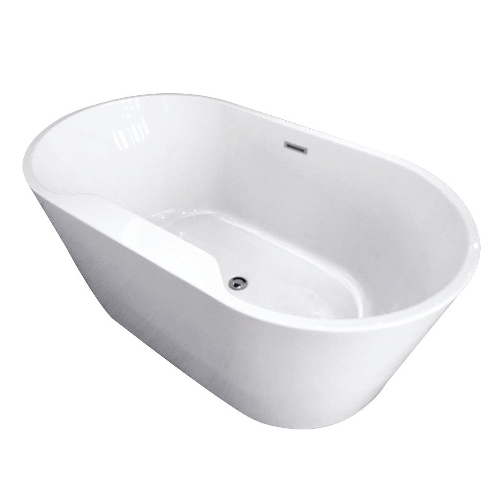 Aqua Eden 56 Inch White Acrylic Freestanding Bathtub with Drain - Luxury Soaking Tub for Spa-Like Relaxation in Modern Bathrooms