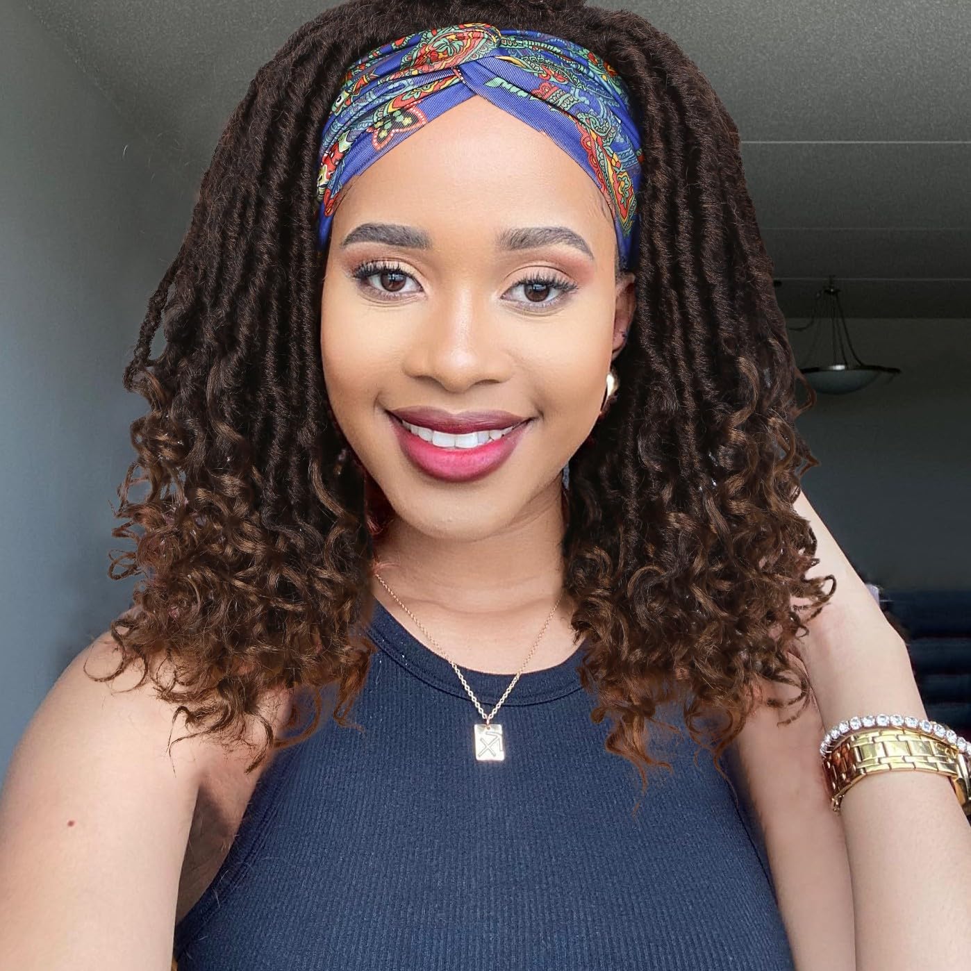 Short Dreadlock Wig for Black Women - Hand Braided Synthetic Goddess Twist Wig | Natural Looking Braided Curly Wigs for Daily Wear & Cosplay | Perfect for Parties, Halloween & Protective Hairstyles (4/30)