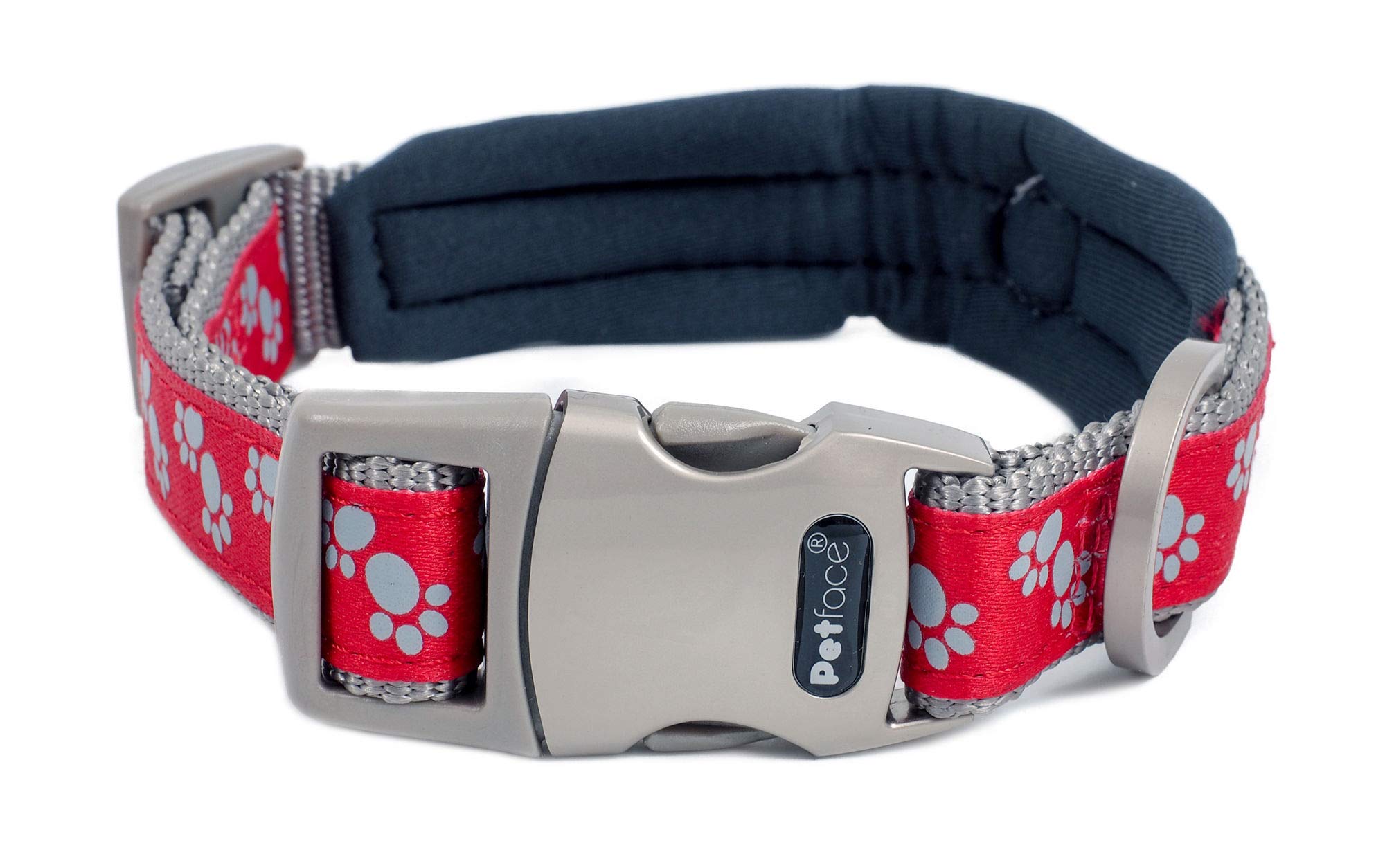 Premium Small Red Paws Dog Collar - Soft Padded Pet Collar for Comfort & Safety - Perfect for Daily Walks, Training & Outdoor Adventures