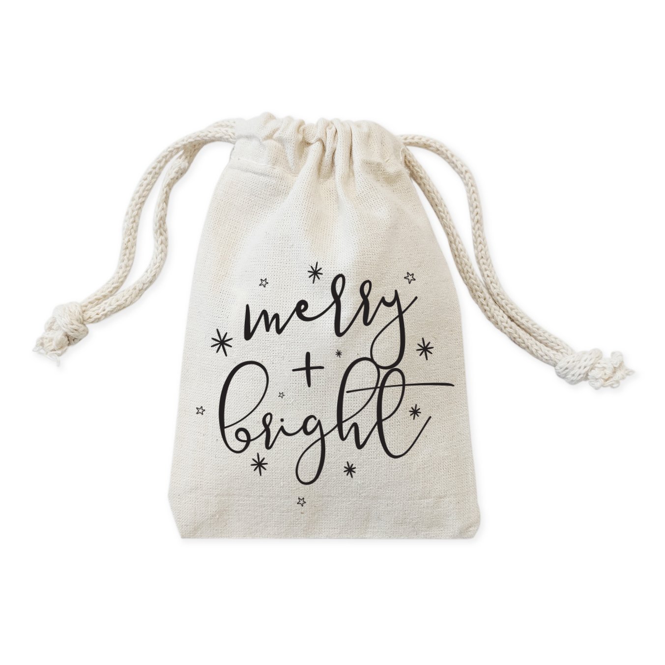Merry & Bright Christmas Party Favor Bags - 6-Pack Cotton & Canvas Drawstring Pouches for Cookies, Candy & Holiday Treats | Perfect for Gift Exchanges, Stocking Stuffers & Festive Celebrations