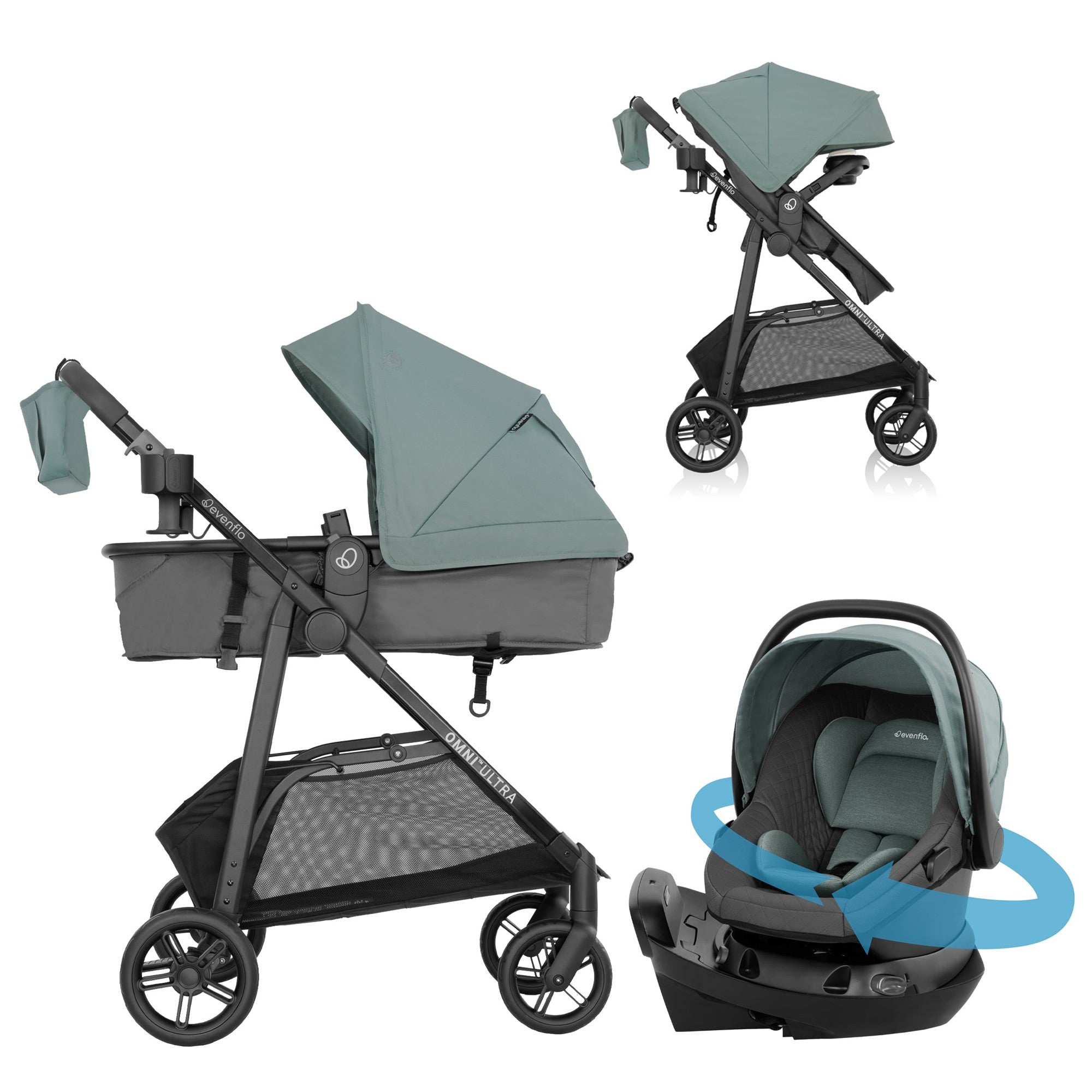Evenflo Omni Ultra Travel System - Lightweight Stroller & Car Seat Combo for Babies & Toddlers | Perfect for Travel, Shopping & Daily Outings