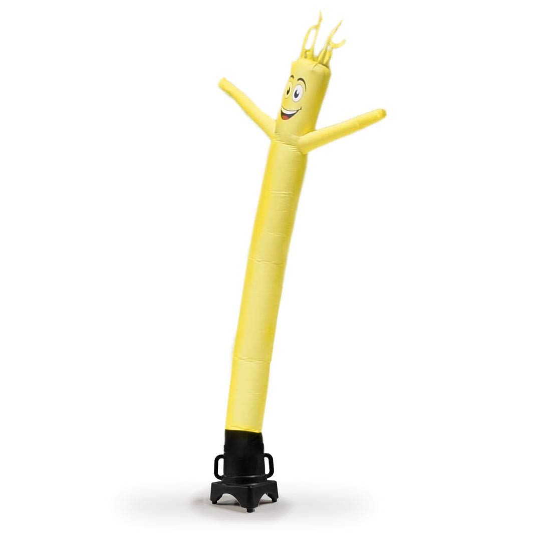8ft Tall Yellow Inflatable Tube Man with Air Blower - Waving Air Dancer for Car Dealerships, Grand Openings & Outdoor Advertising | 6ft Solid Color Feather Flag Included