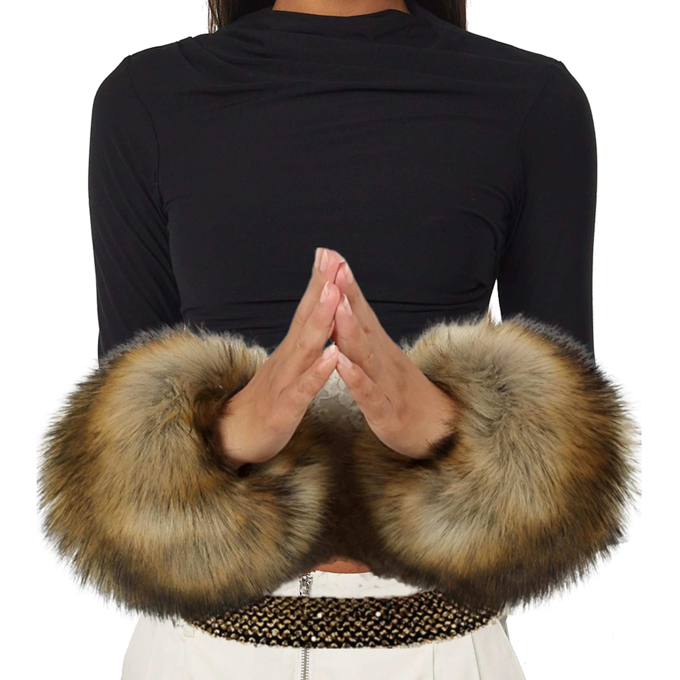 HOMEYEAH Faux Fur Arm & Leg Warmers - Soft Fuzzy Wrist & Ankle Cuffs for Women - Cozy Winter Accessories & Halloween Costume Decor - Perfect for Parties, Cosplay & Cold Weather Outfits