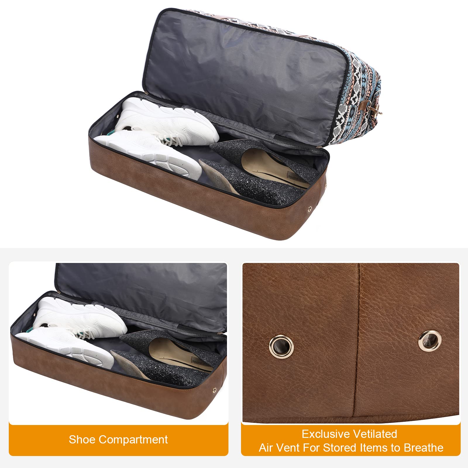 Stylish Canvas Weekender Bag for Women - Large Travel Duffle with Shoe Compartment & Toiletry Pouch - Perfect Carry-On for Gym, Hospital, Labor & Delivery, Weekend Getaways - Ideal for Travel, Workouts, and Overnight Trips