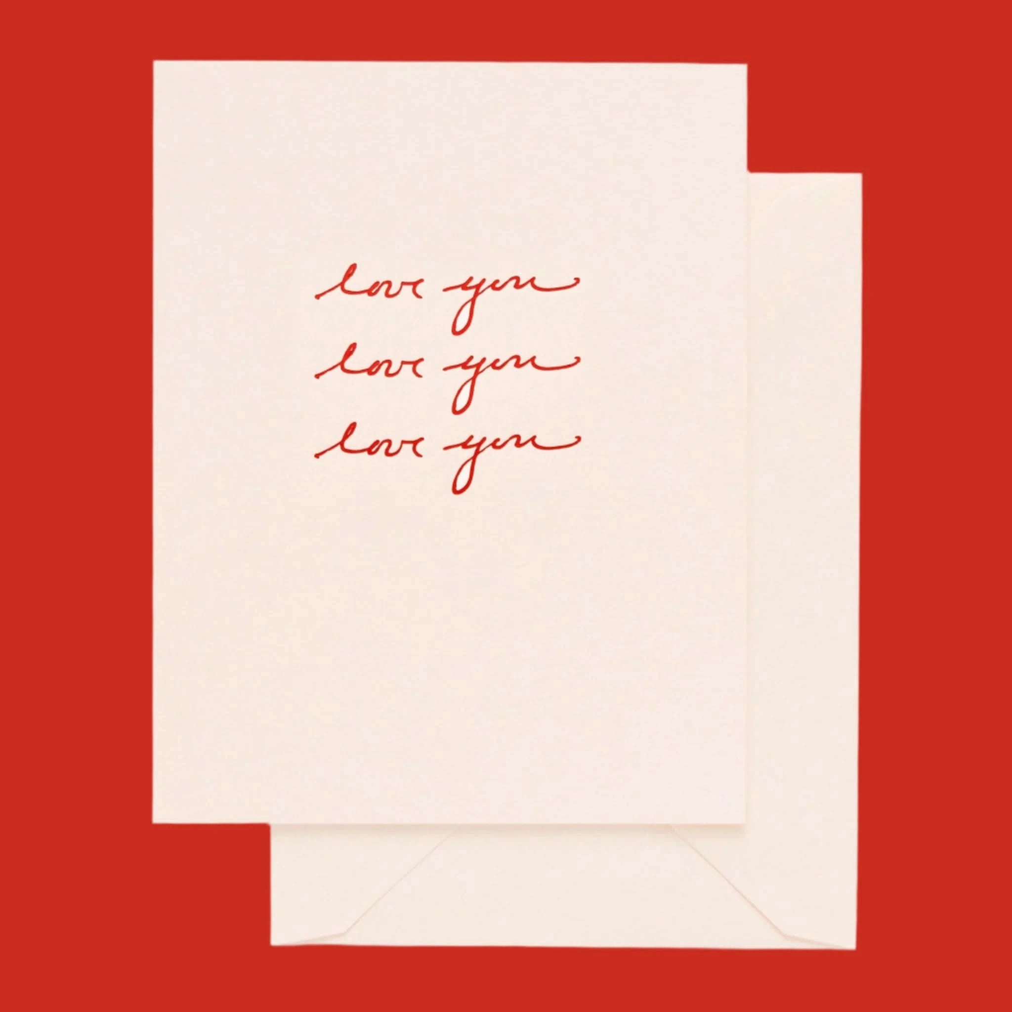 Love You Three Times Greeting Card - Romantic Anniversary & Valentine's Day Card for Couples - Perfect for Weddings, Anniversaries, and Special Occasions
